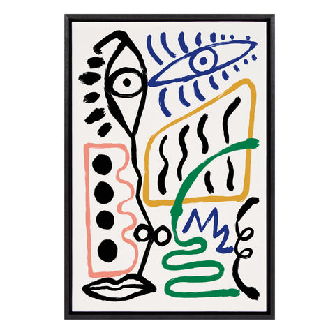 Sylvie MV Abstract Face 4 Framed Canvas by Marcello Velho
