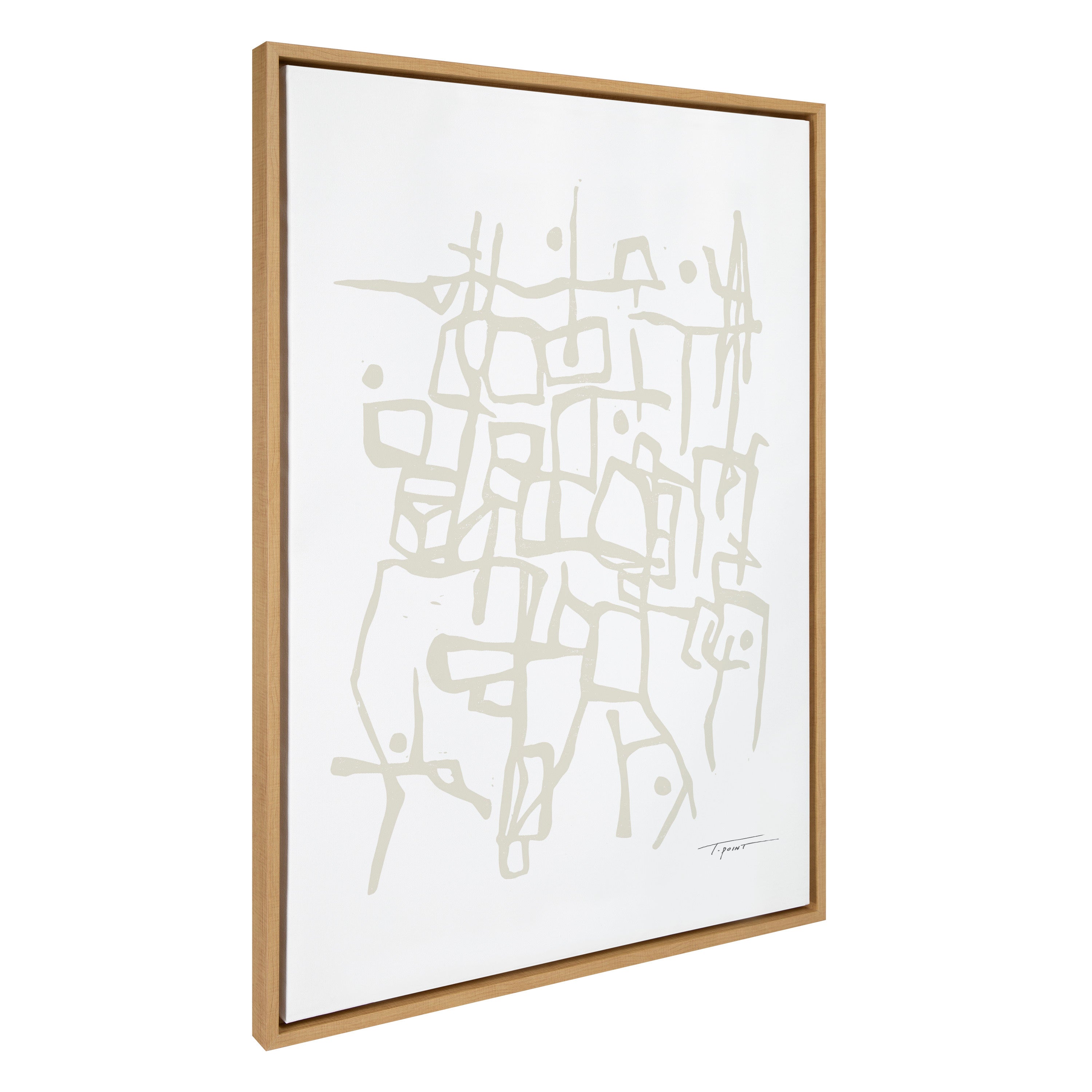 Sylvie Organic Lines Neutral Framed Canvas by Statement Goods