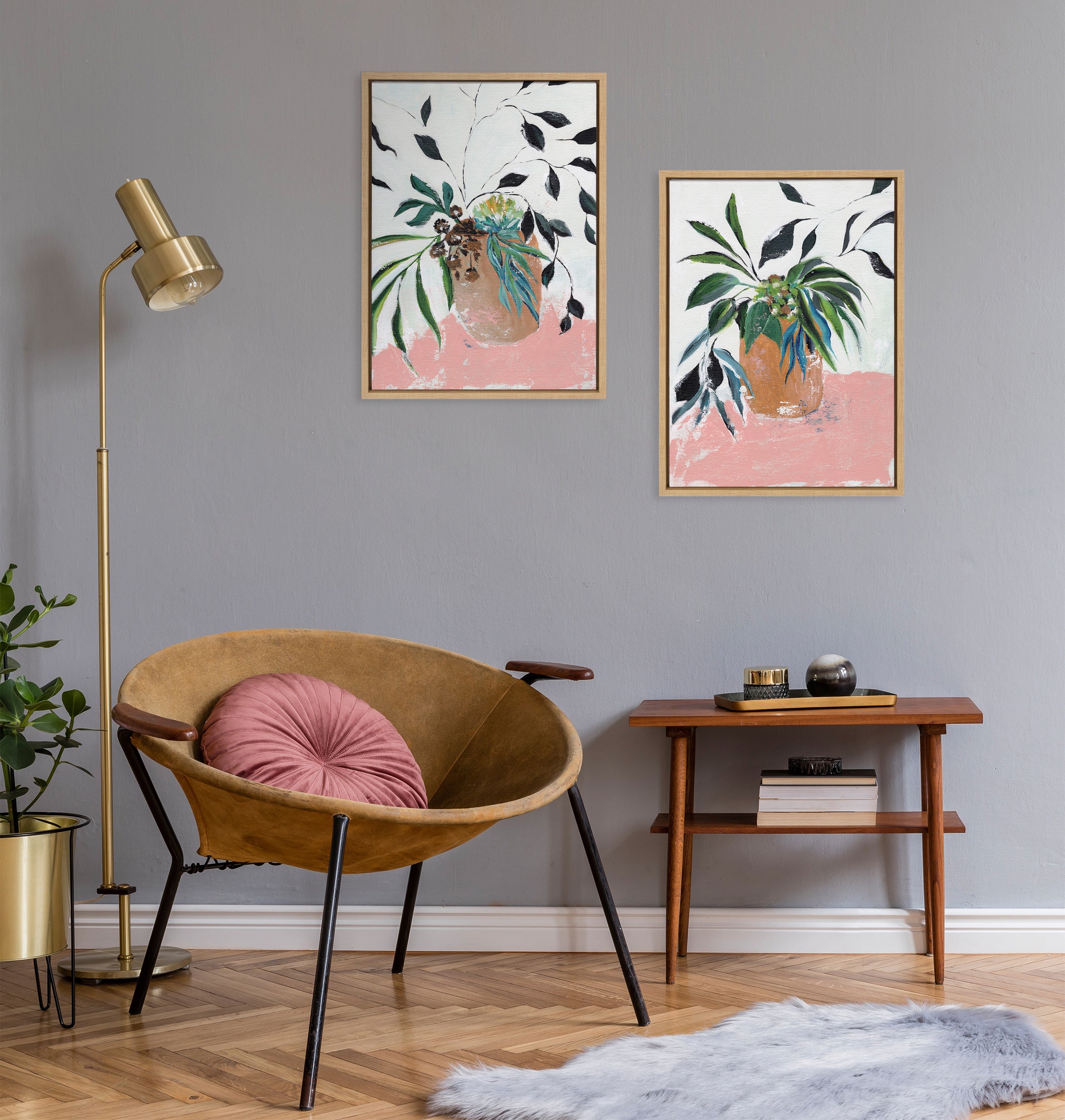 Sylvie Wild Foliage l and II Framed Canvas Art Set by Nikita Jariwala