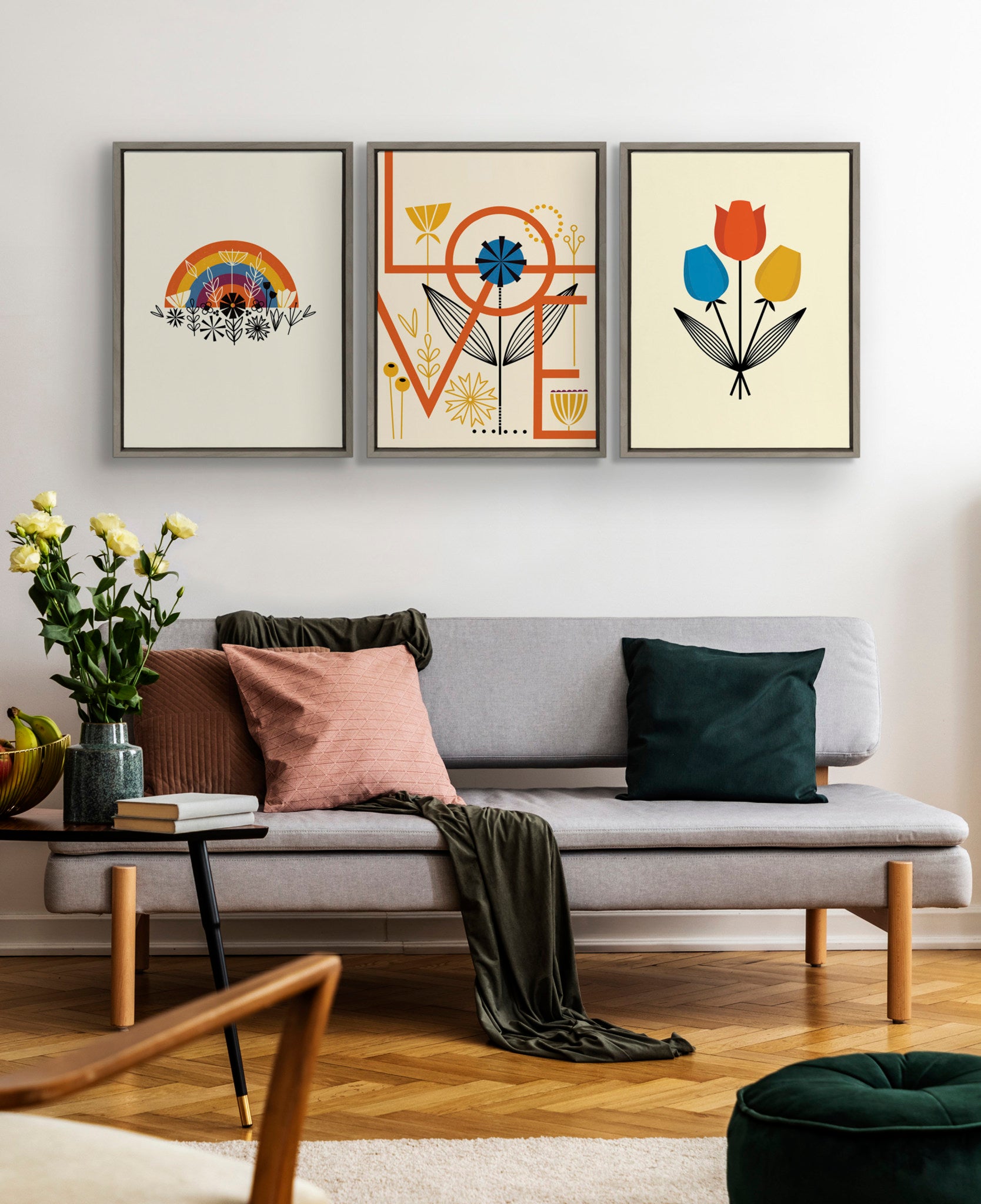 Sylvie Rainbow Framed Canvas by Amber Leaders Designs