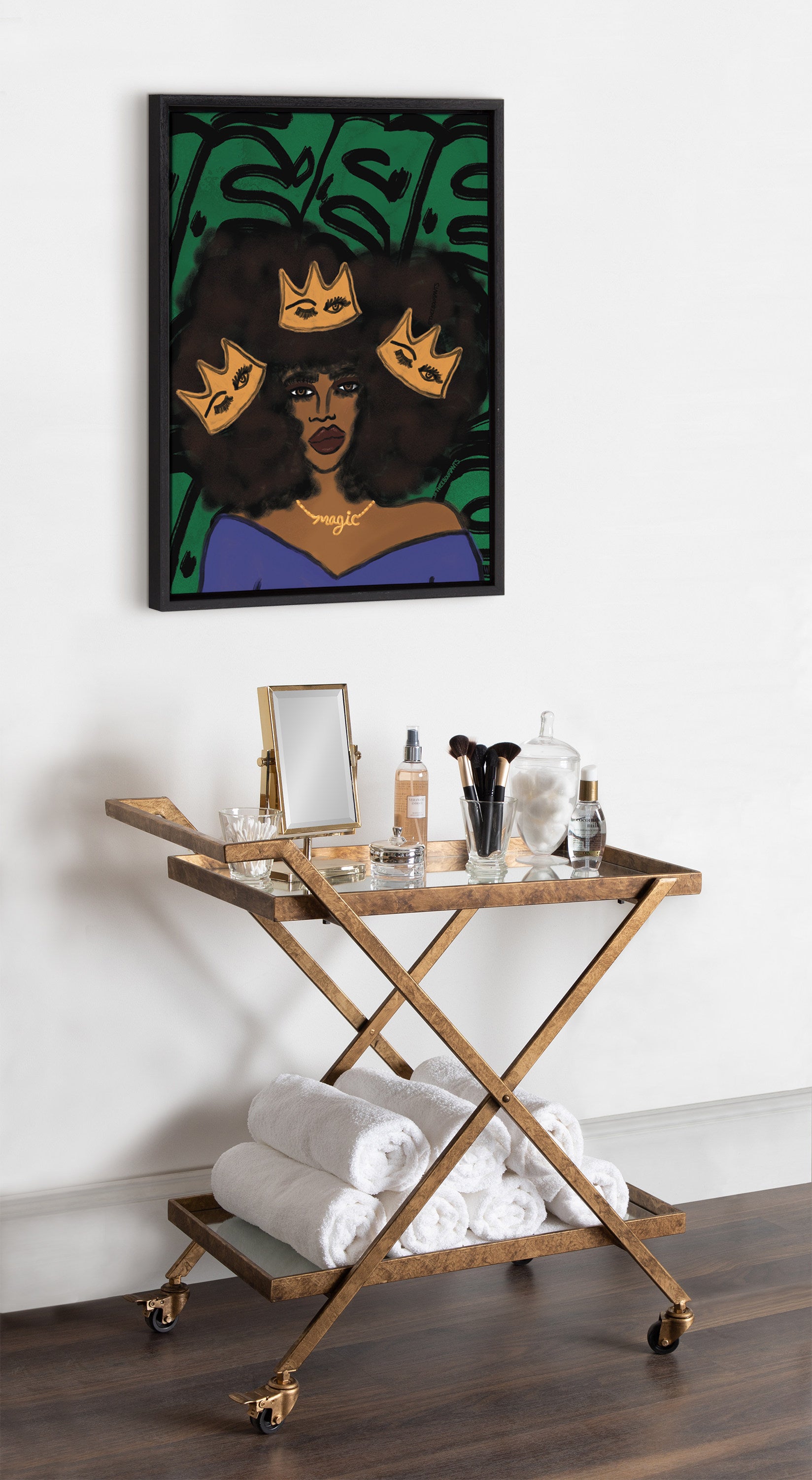 Sylvie Wear Your Crown Framed Canvas by Kendra Dandy of Bouffants and Broken Hearts