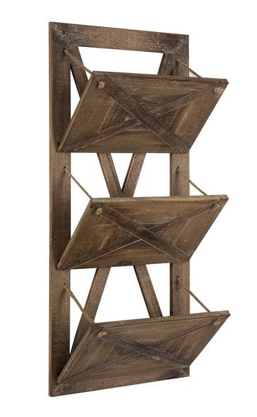 Hardeman 3 Pocket Wood Hanging Wall File Holder