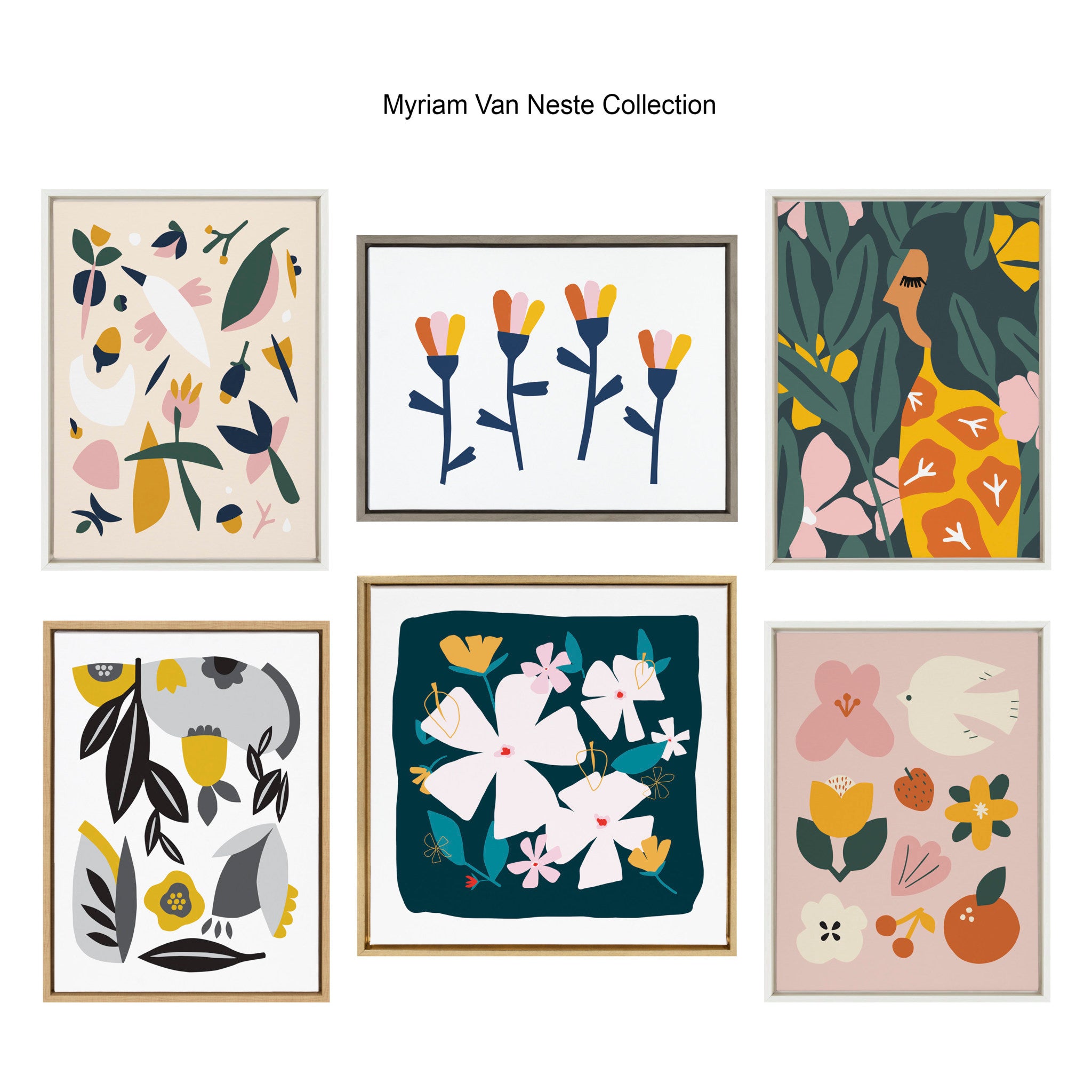 Sylvie Scandi Paper Flowers Framed Canvas by Myriam Van Neste