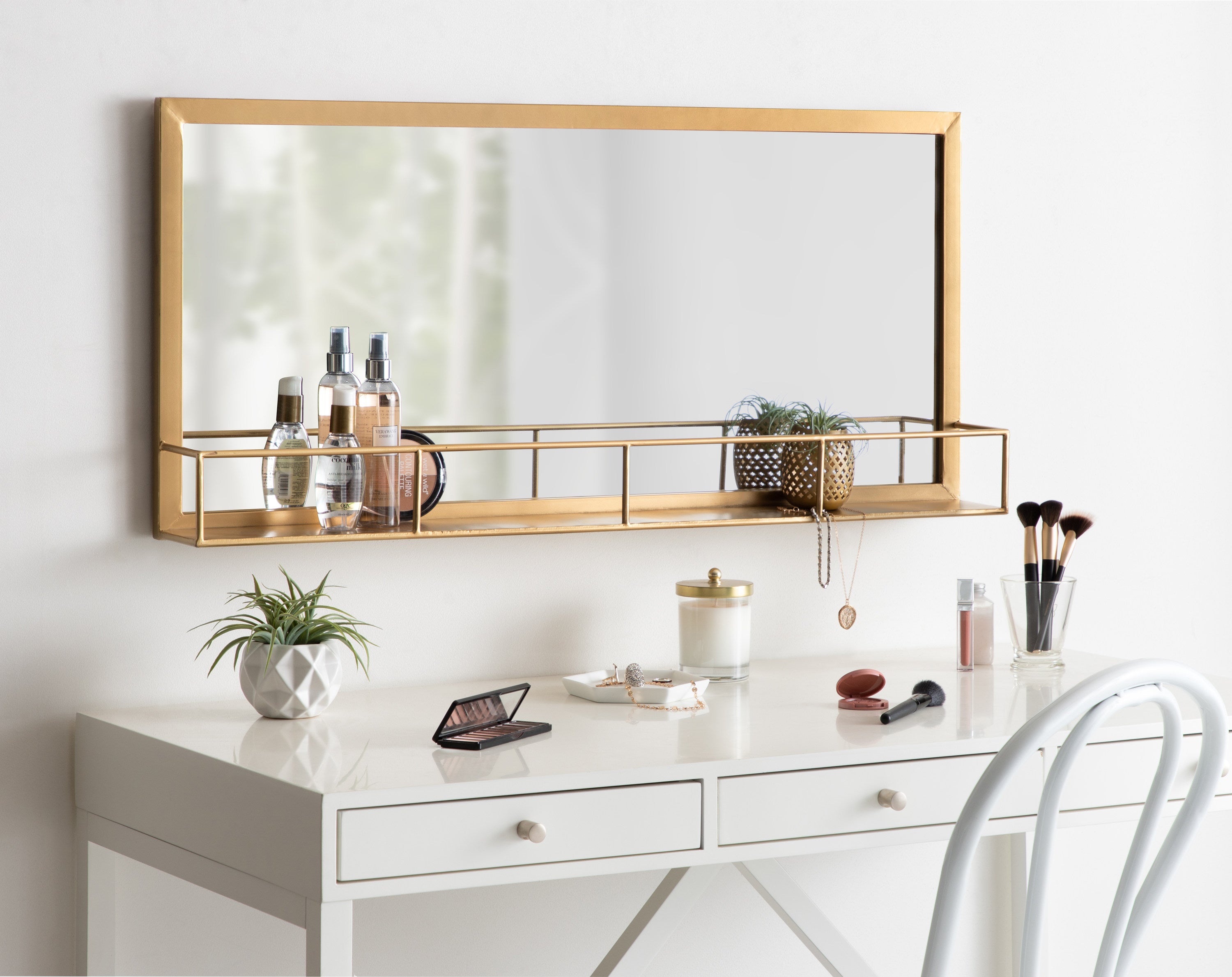 Jackson Metal Frame Mirror with Shelf