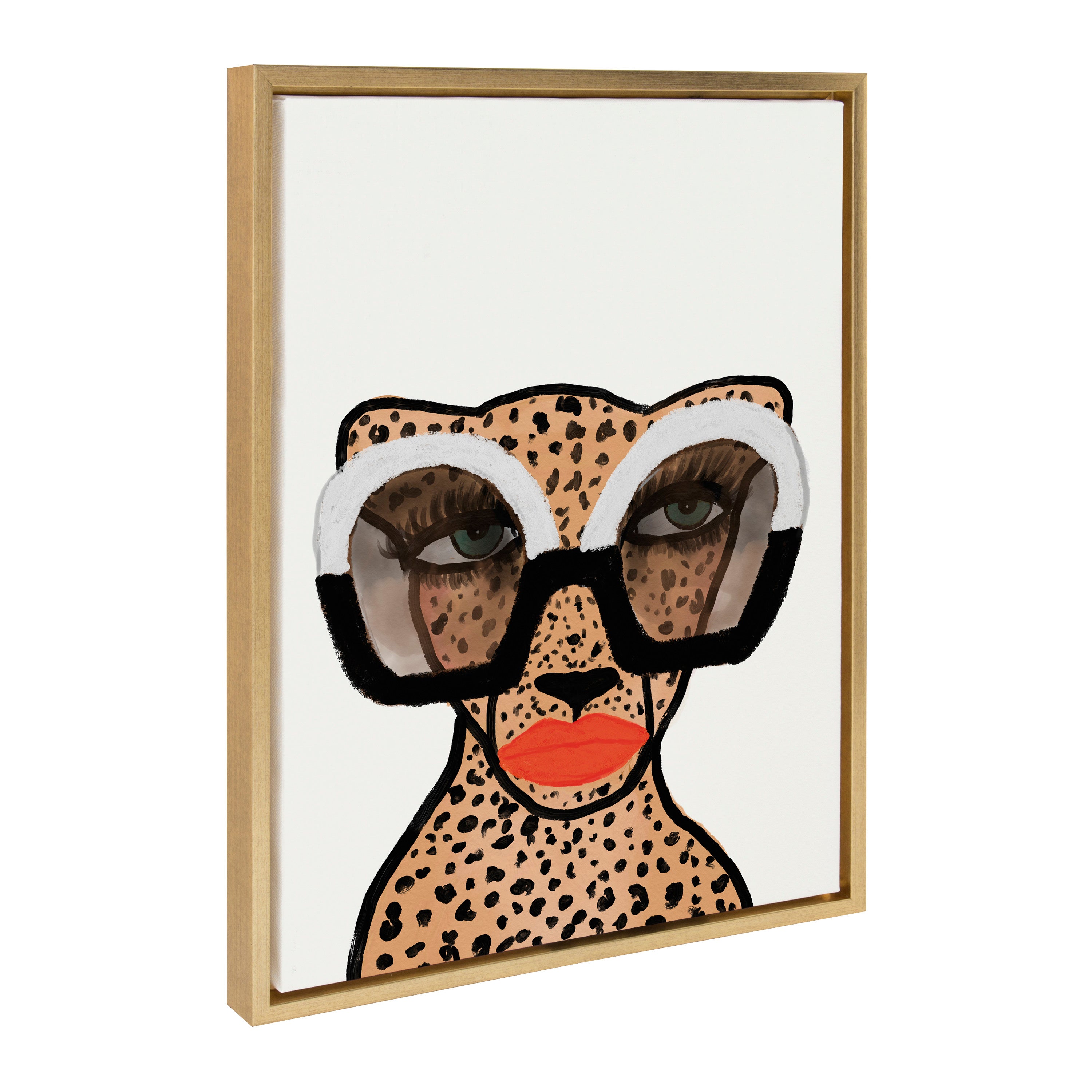 Kate and Laurel Sylvie Cheetah 4 Framed Canvas Wall Art by