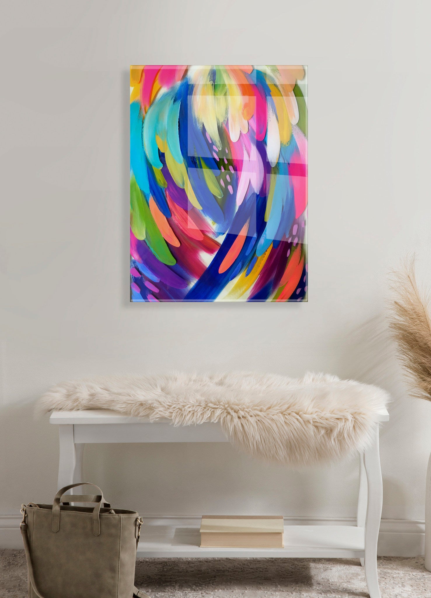 Bright Brush Strokes Floating Acrylic Art by Jessi Raulet of Ettavee