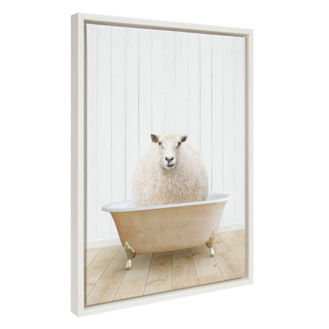 Sylvie Sheep Farmhouse Bath Framed Canvas by Amy Peterson Art Studio