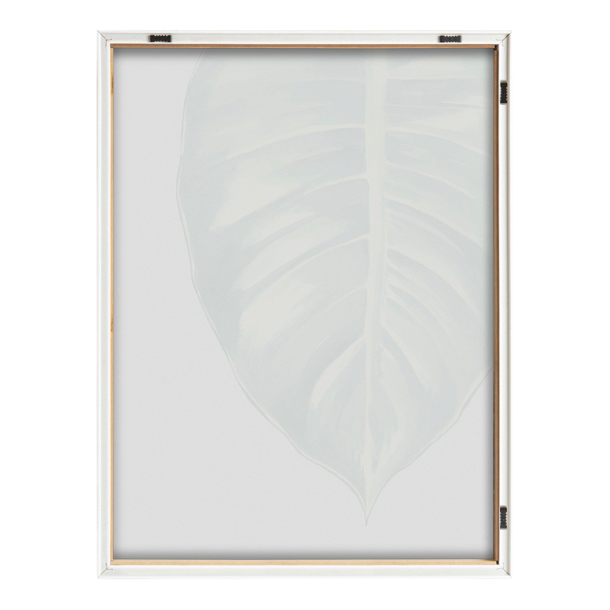 Blake Large Leaf Greener Hue Neutral Framed Printed Glass by Emily Marie Watercolors