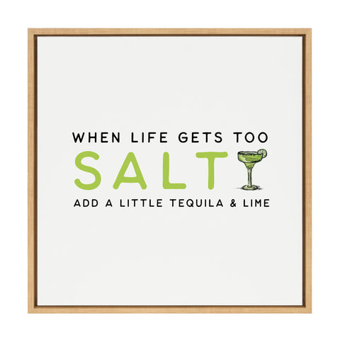 Sylvie Cocktail Quote Salty Tequila and Lime Framed Canvas by The Creative Bunch Studio