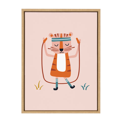 Sylvie Wild Workout Graphic Jump Rope Tiger Blush Framed Canvas by Heather Dutton