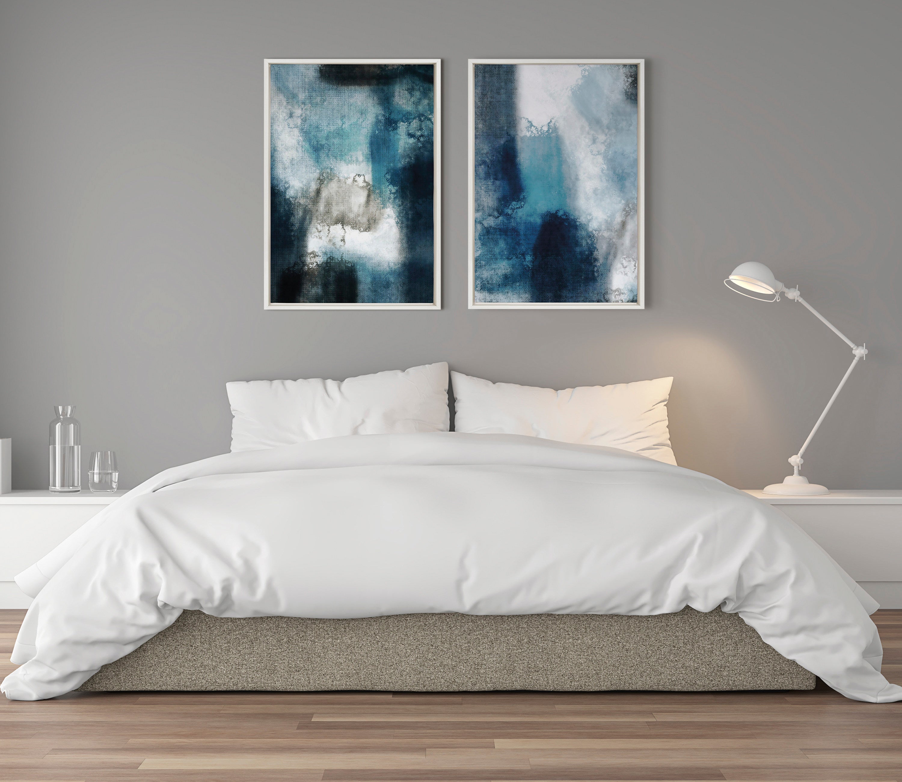 Sylvie Aqua Abstract 1 Framed Canvas by Amy Lighthall