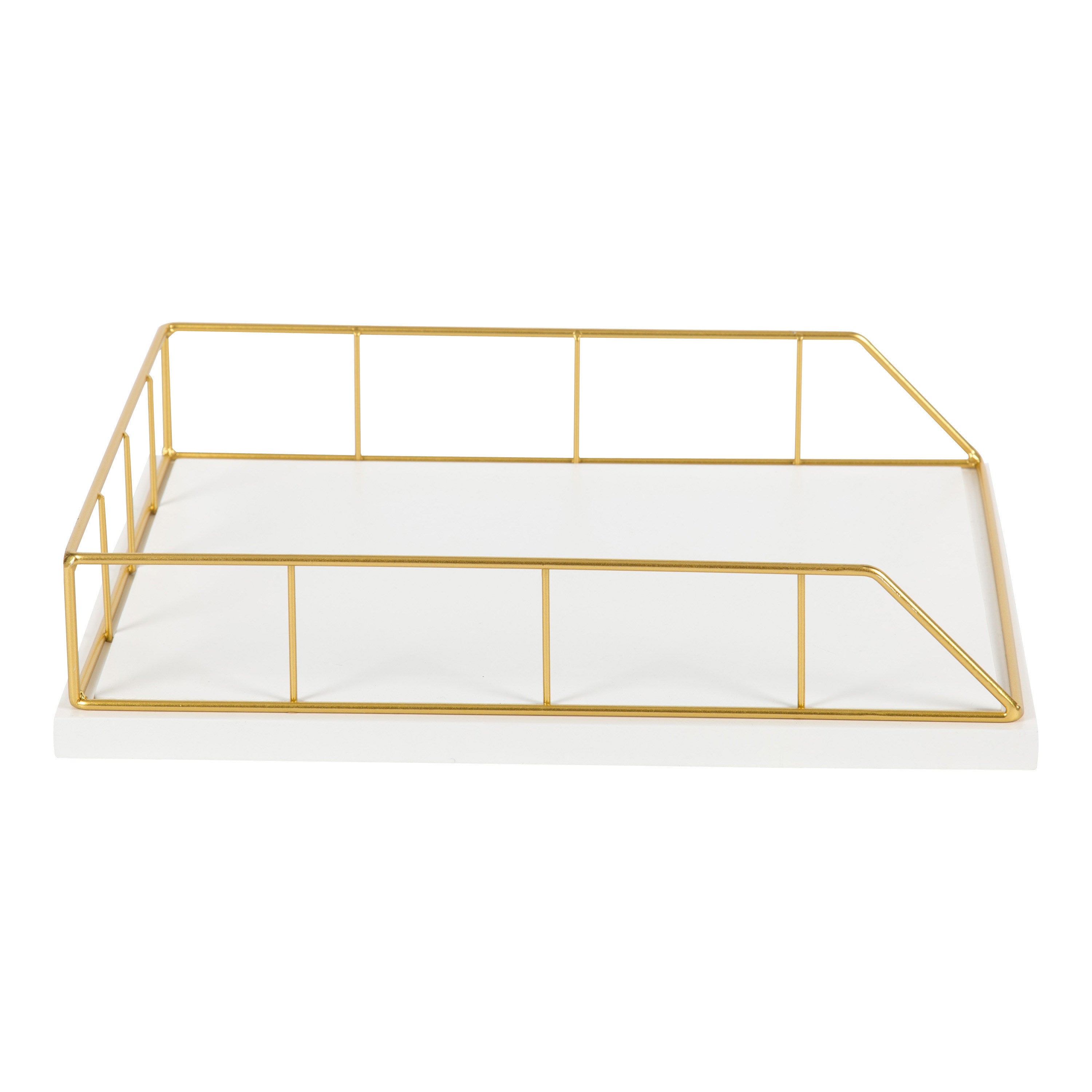 Benbrook Stacked Metal and Wood Letter Trays