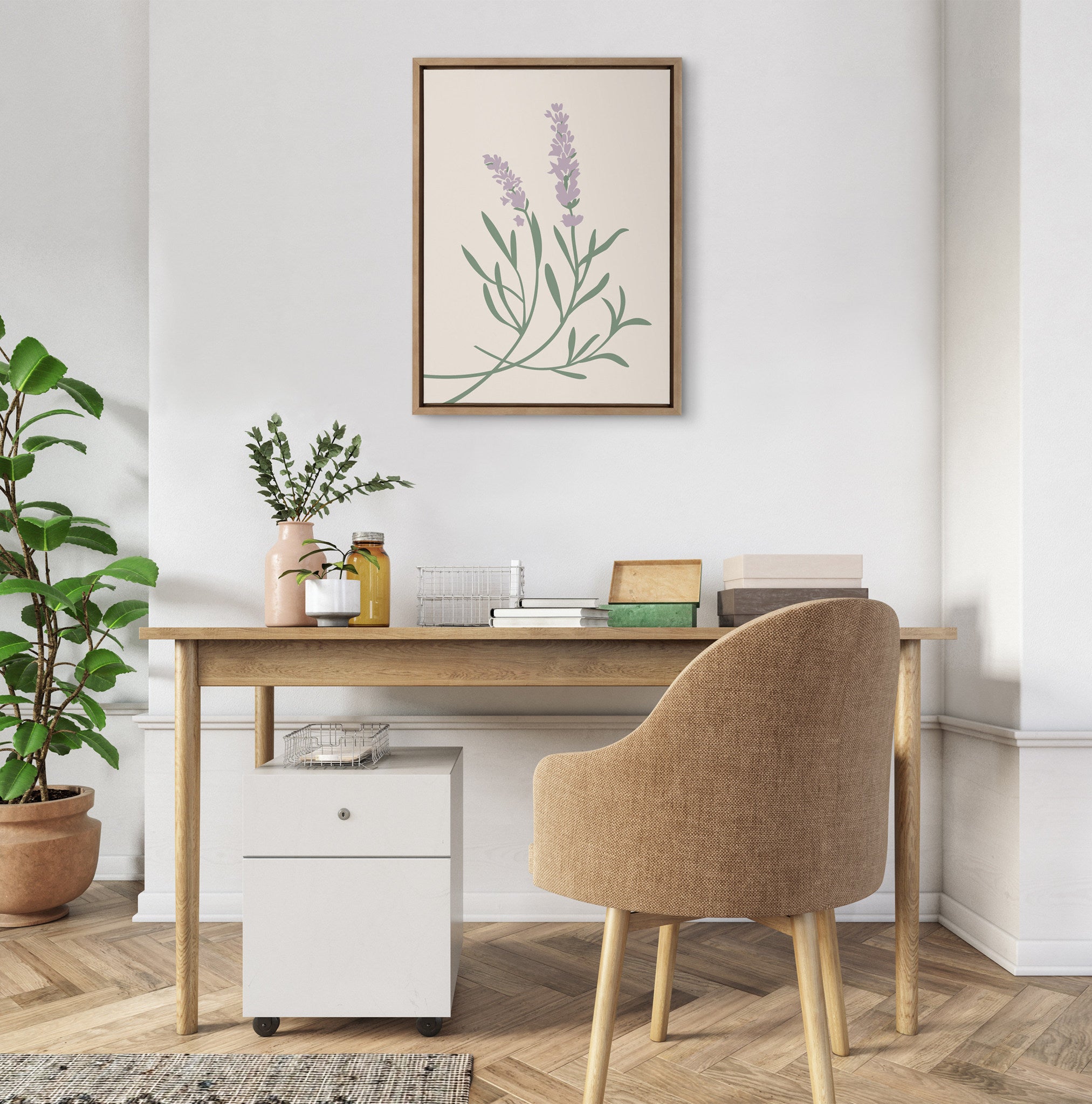 Sylvie Delicate Illustrated Purple Wildflowers Framed Canvas by The Creative Bunch Studio
