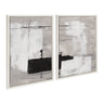 Sylvie Line 1 Left and Right Neutral Linen Framed Canvas Art Set by Nikita Jariwala