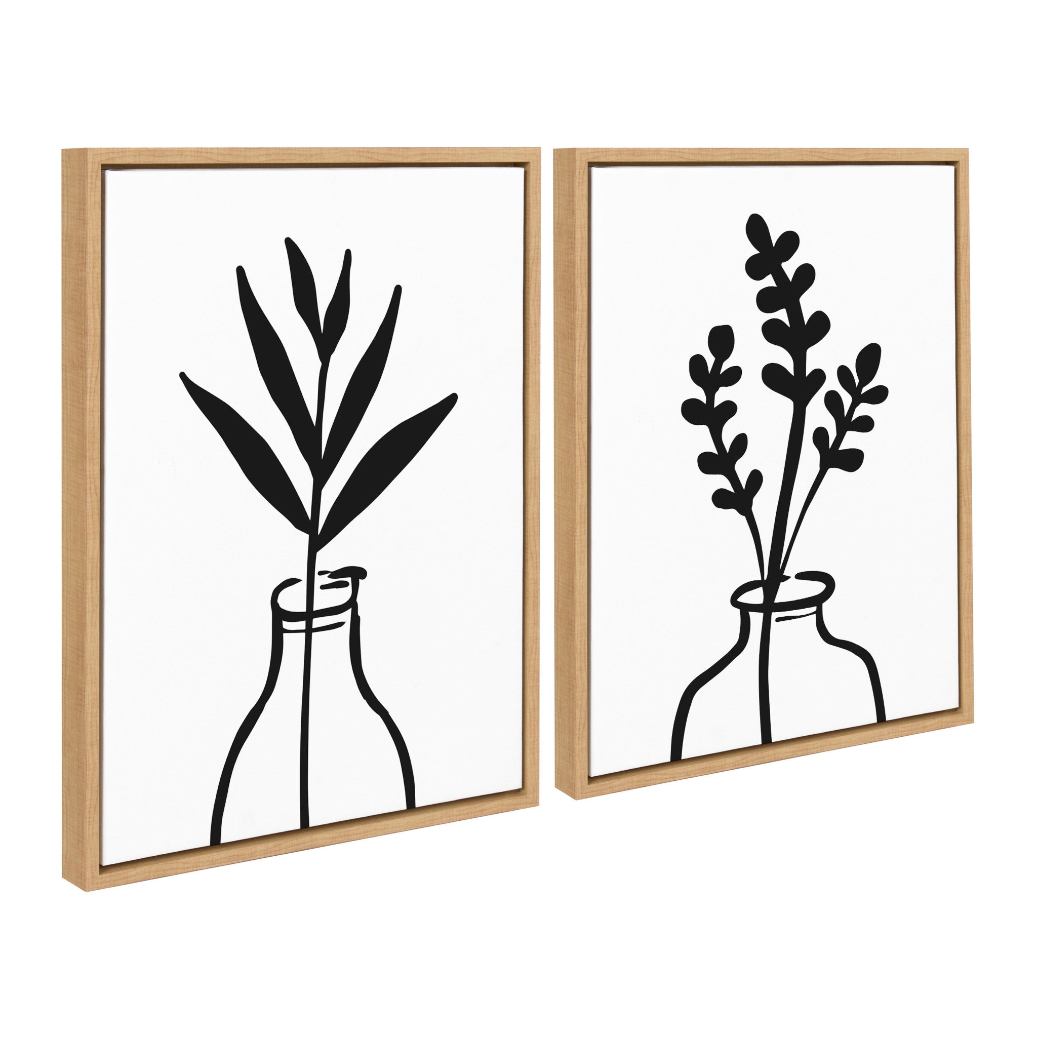 Sylvie Modern Botanical Vase Framed Canvas Set by The Creative Bunch Studio