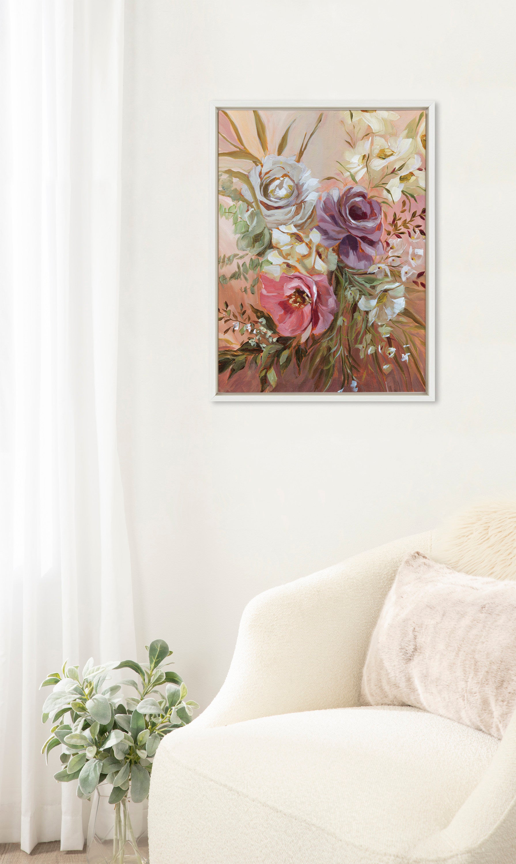Sylvie Rose Bouquet Framed Canvas by Annie Quigley