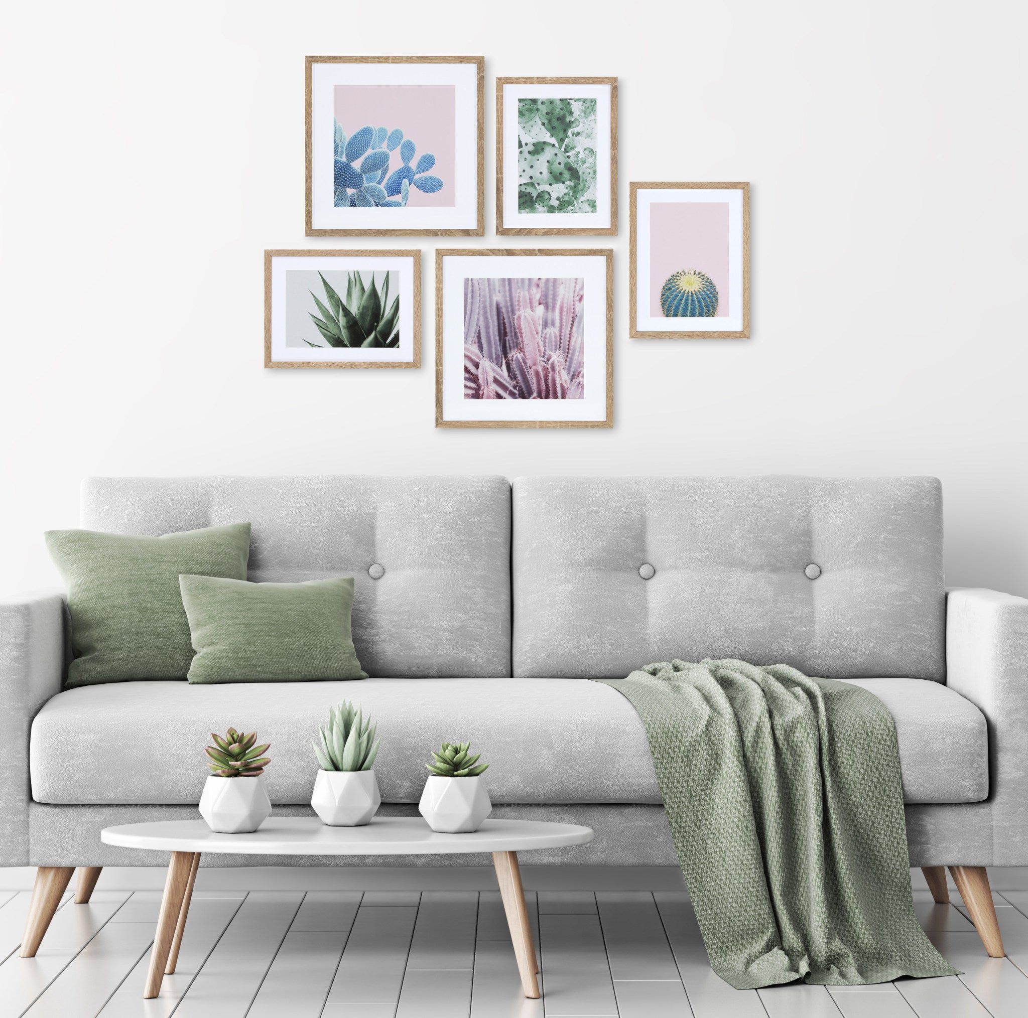 Modern Cactus Framed Wall Art Set