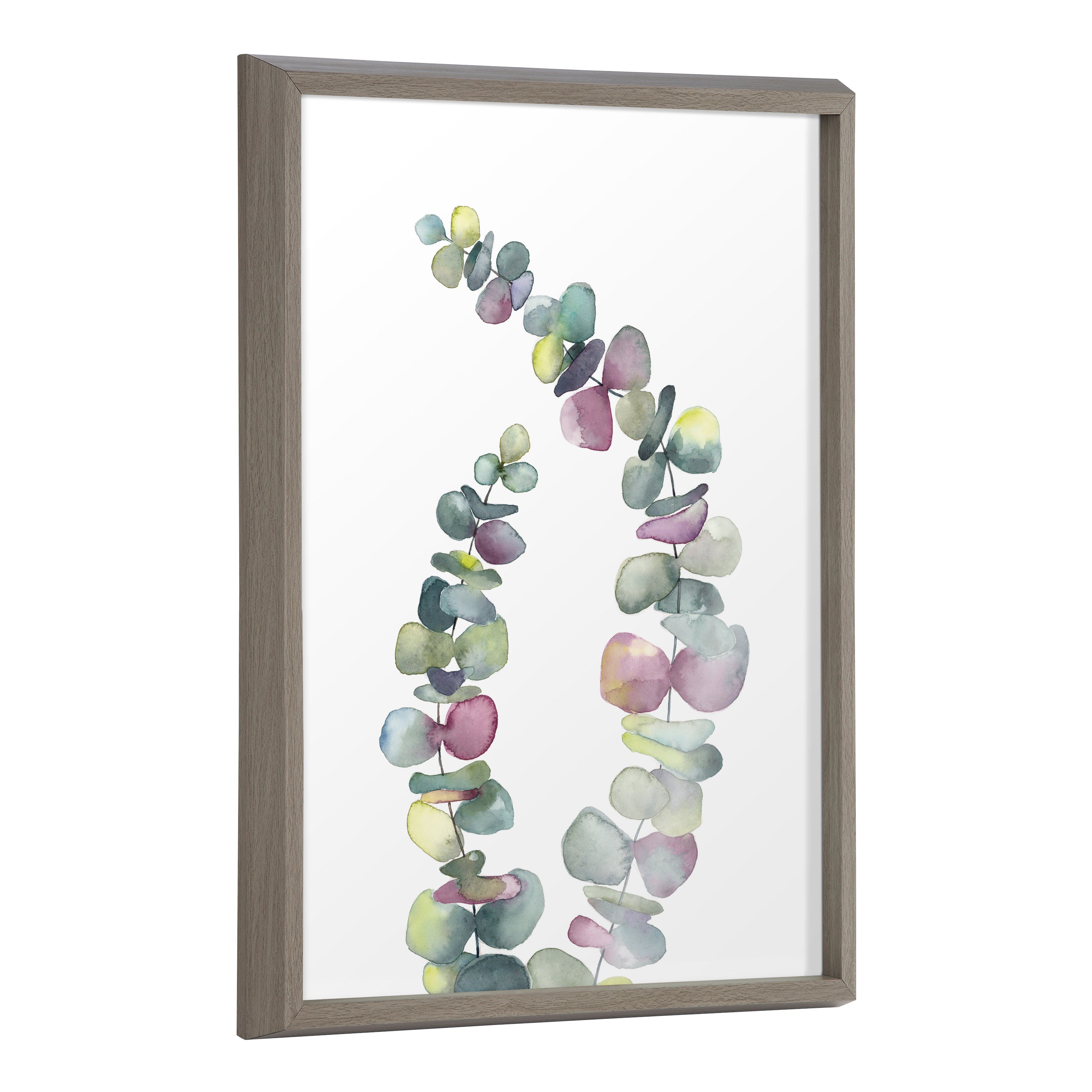 Blake Eucalyptus 2 Branches Framed Printed Glass by Emily Marie Watercolors