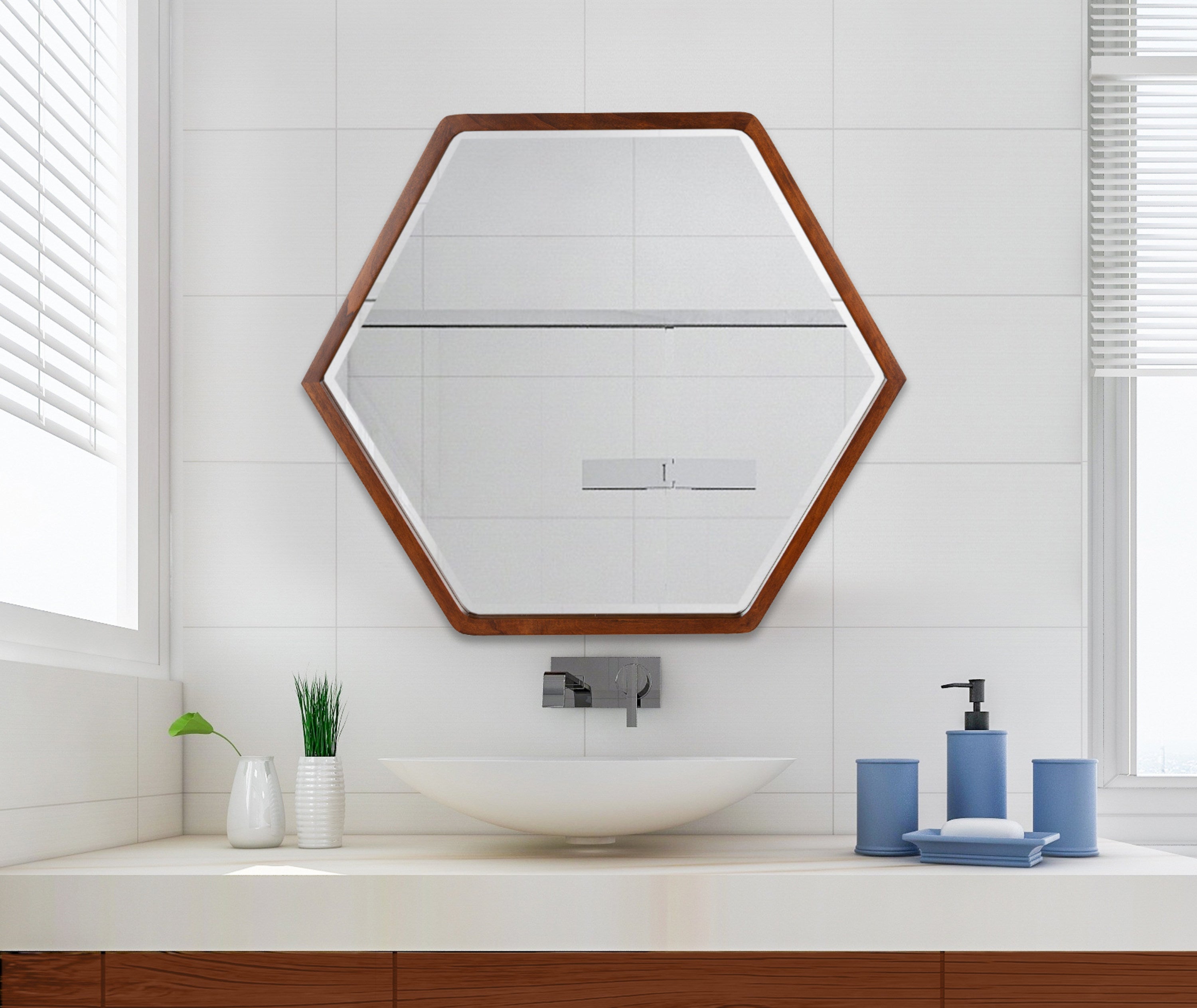 McLean Hexagon Wood Framed Wall Mirror