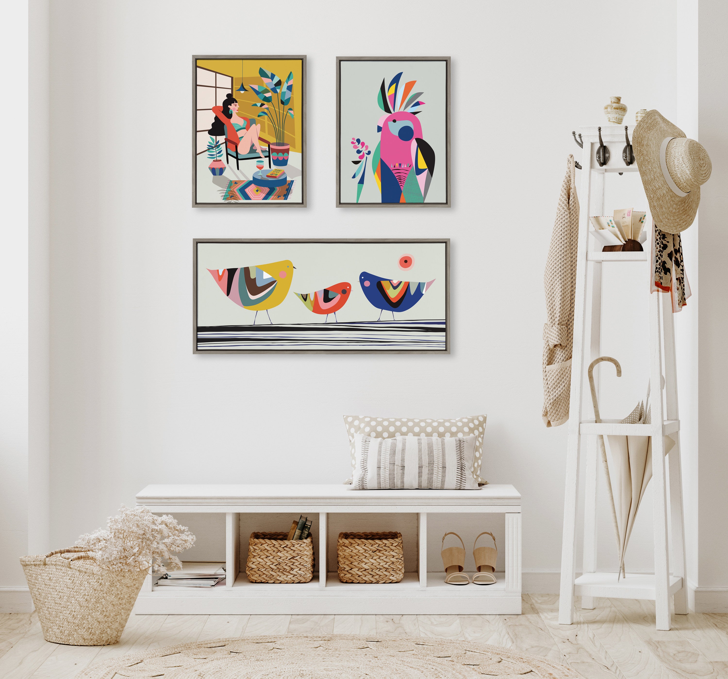 Sylvie Family Tree 3 Birds Framed Canvas by Rachel Lee of My Dream Wall