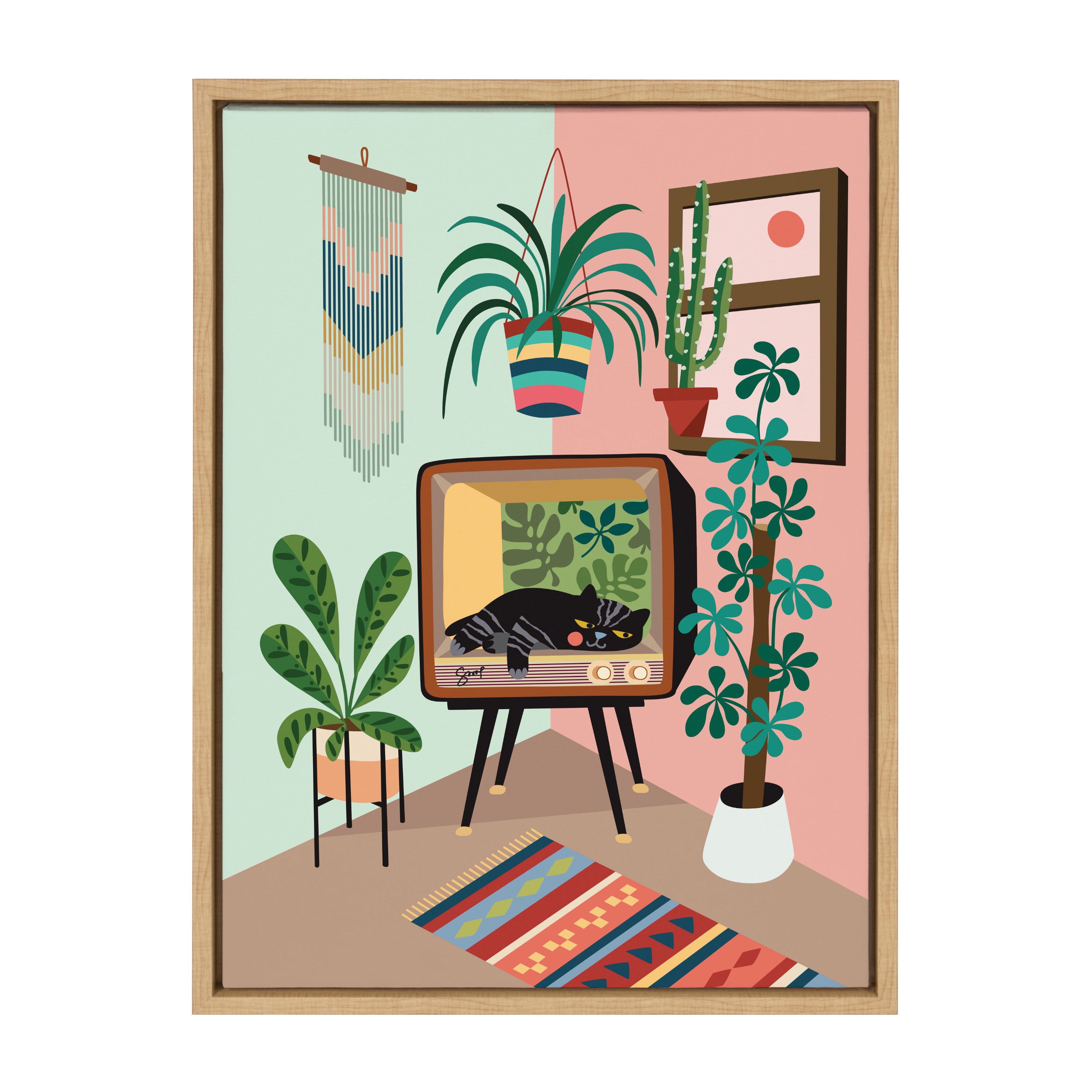 Sylvie TV Cat Bed Framed Canvas by Rachel Lee of My Dream Wall