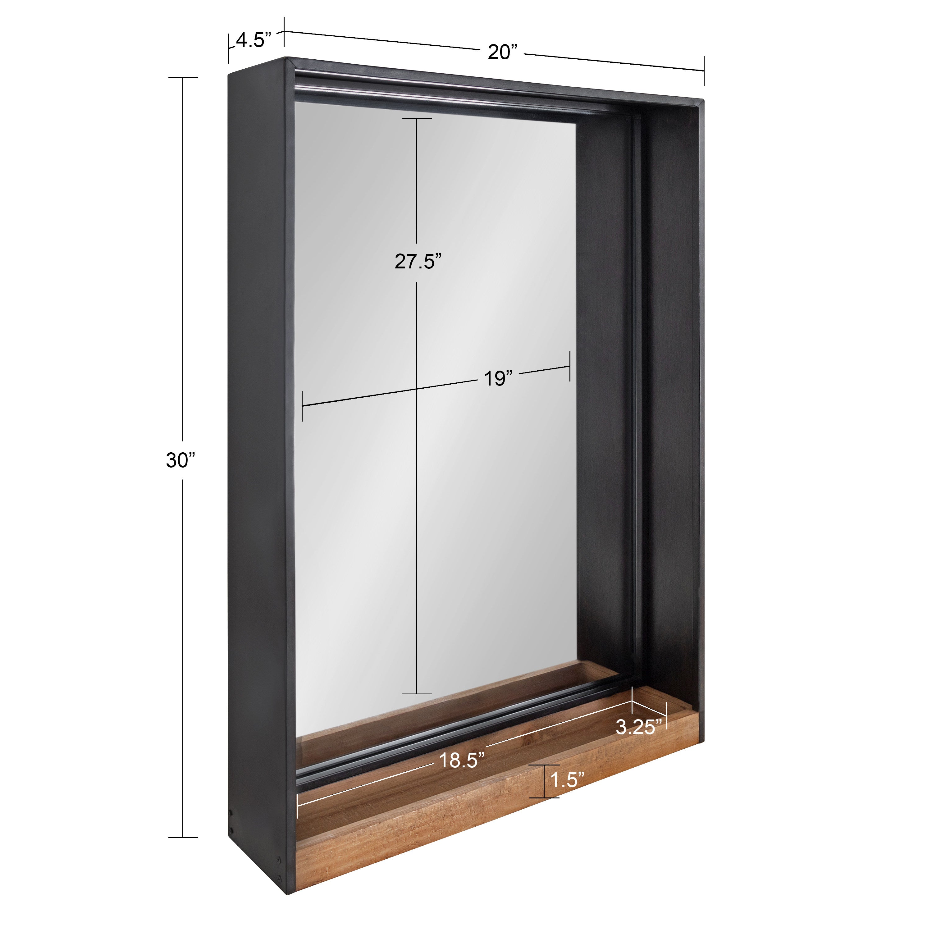 Mehta Wood and Metal Shelf Mirror