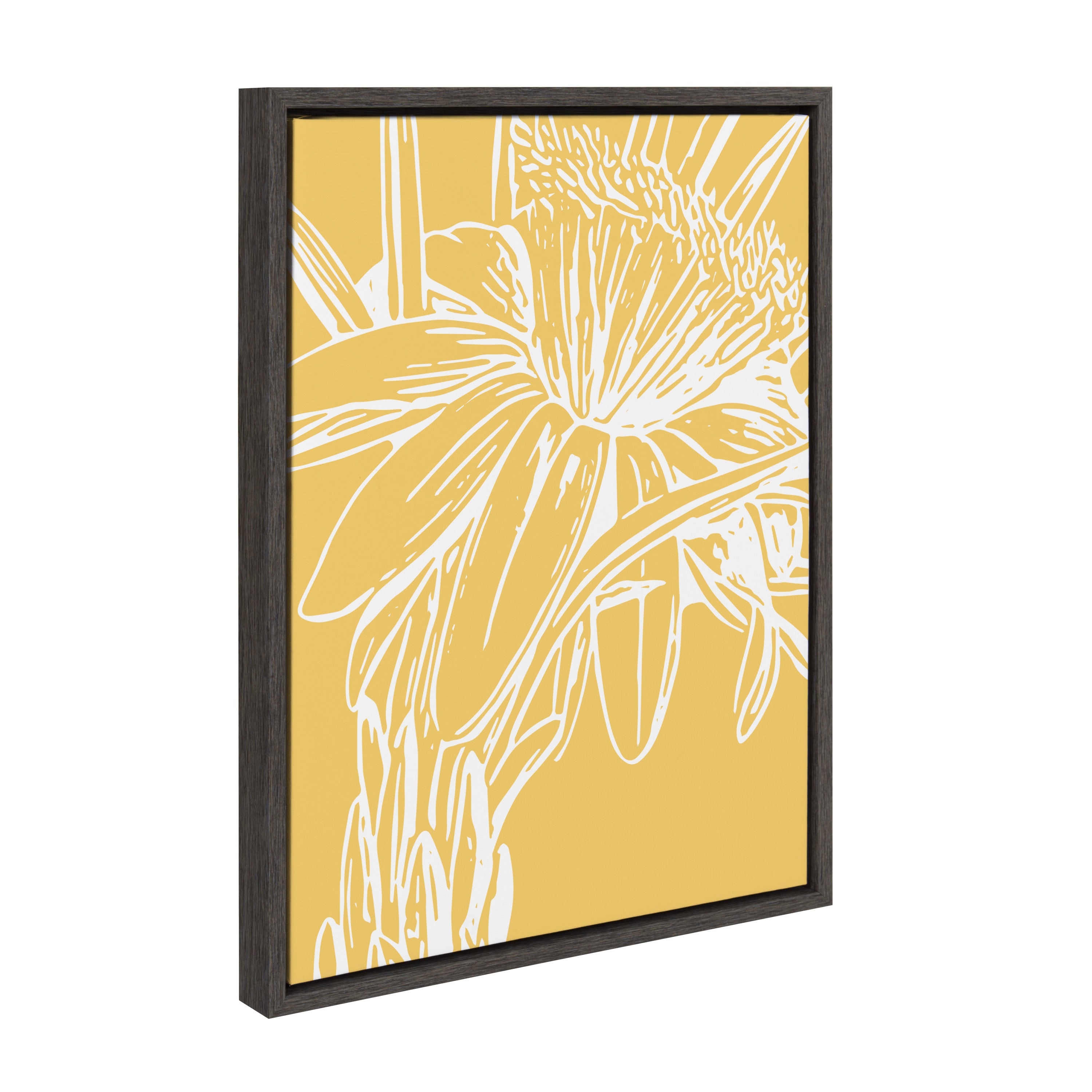Sylvie Flower in Yellow Framed Canvas by Apricot and Birch