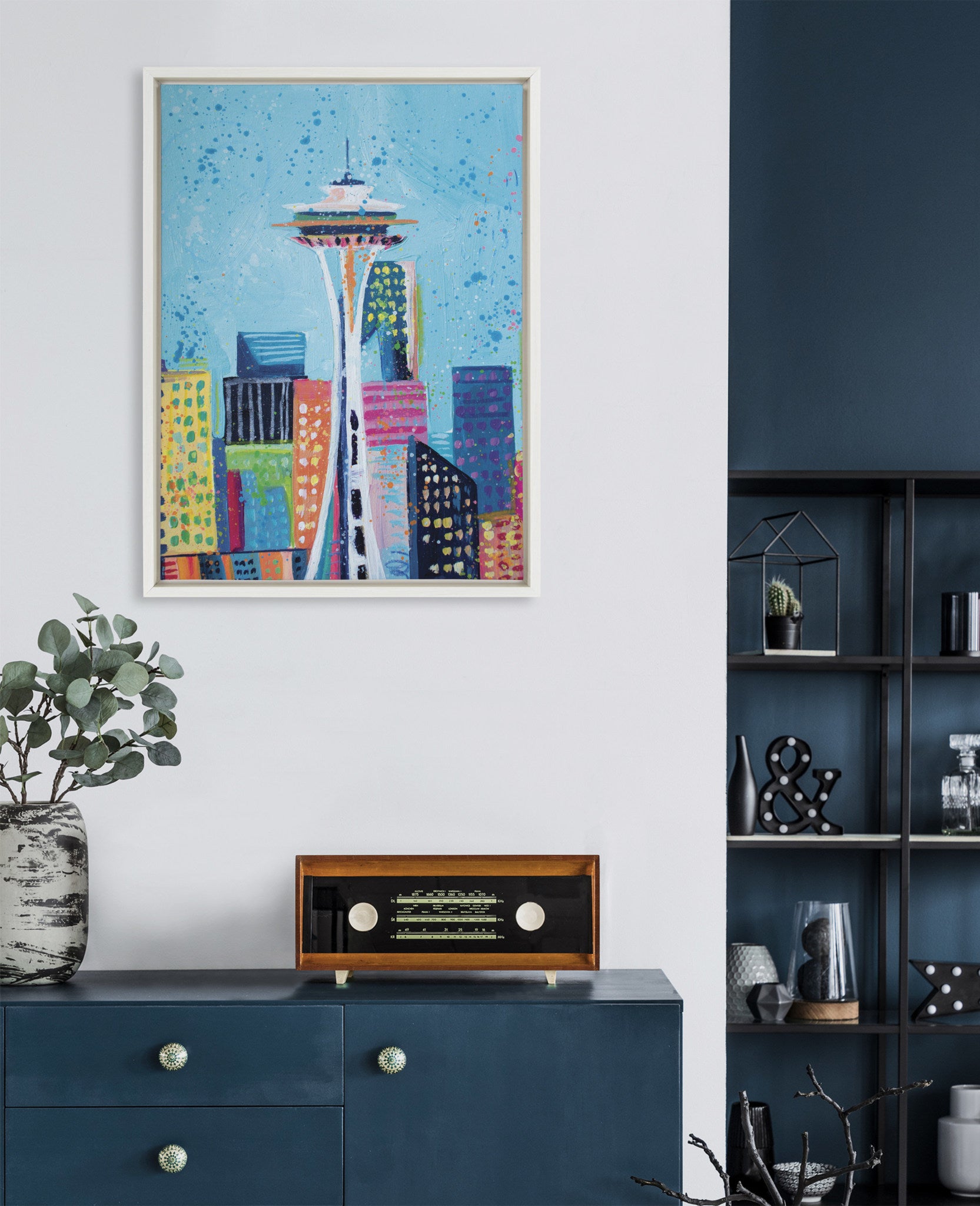 Sylvie Seattle Space Needle Framed Canvas by Rachel Christopoulos