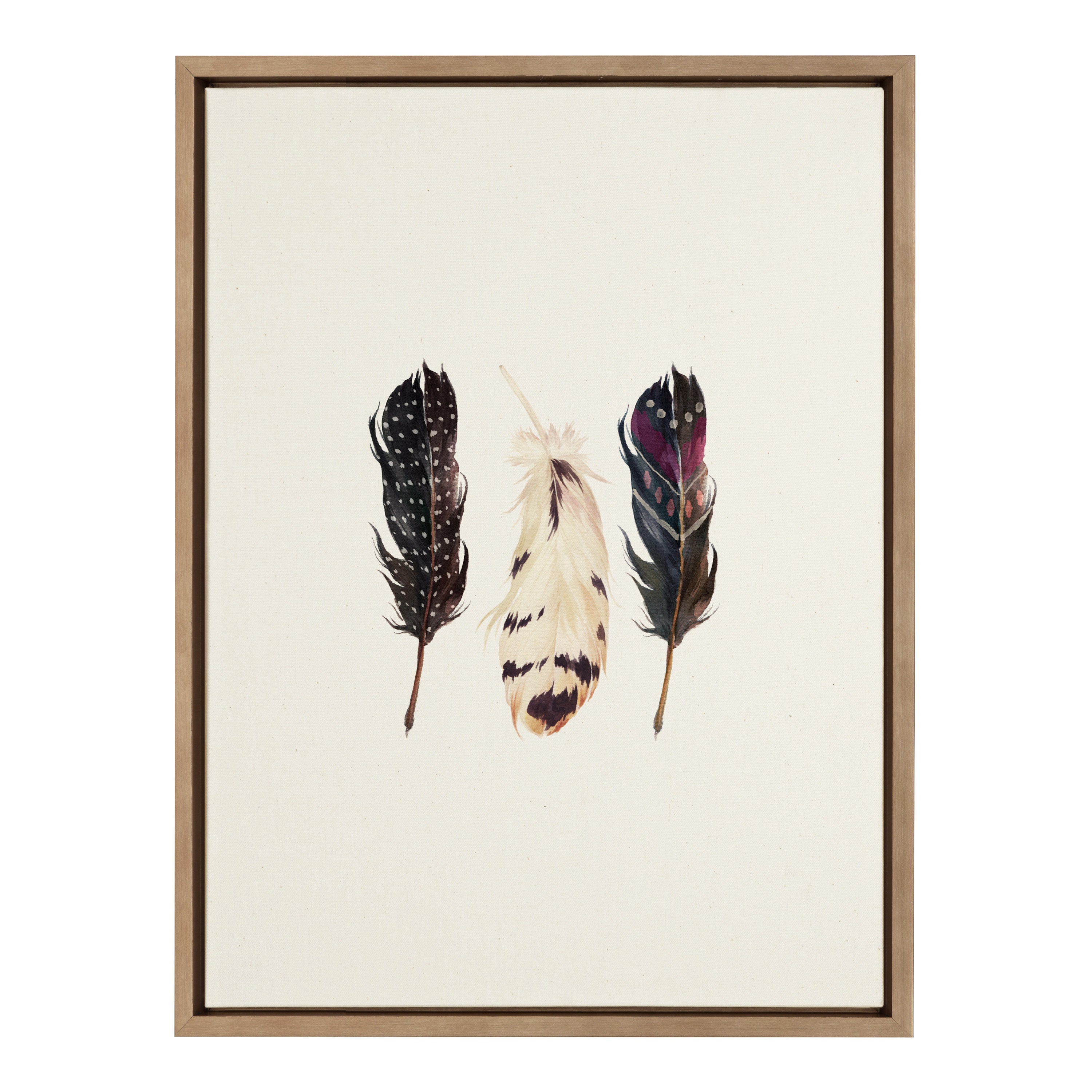 Sylvie Just Three Feathers Framed Canvas by Maja Mitrovic of Makes My Day Happy