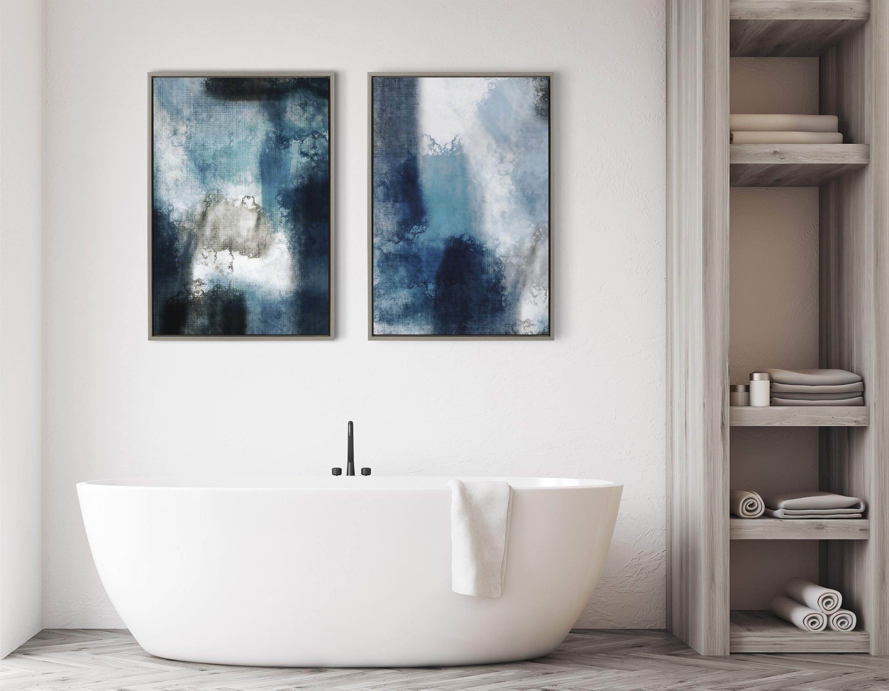 Sylvie Aqua Abstract 1 Framed Canvas by Amy Lighthall