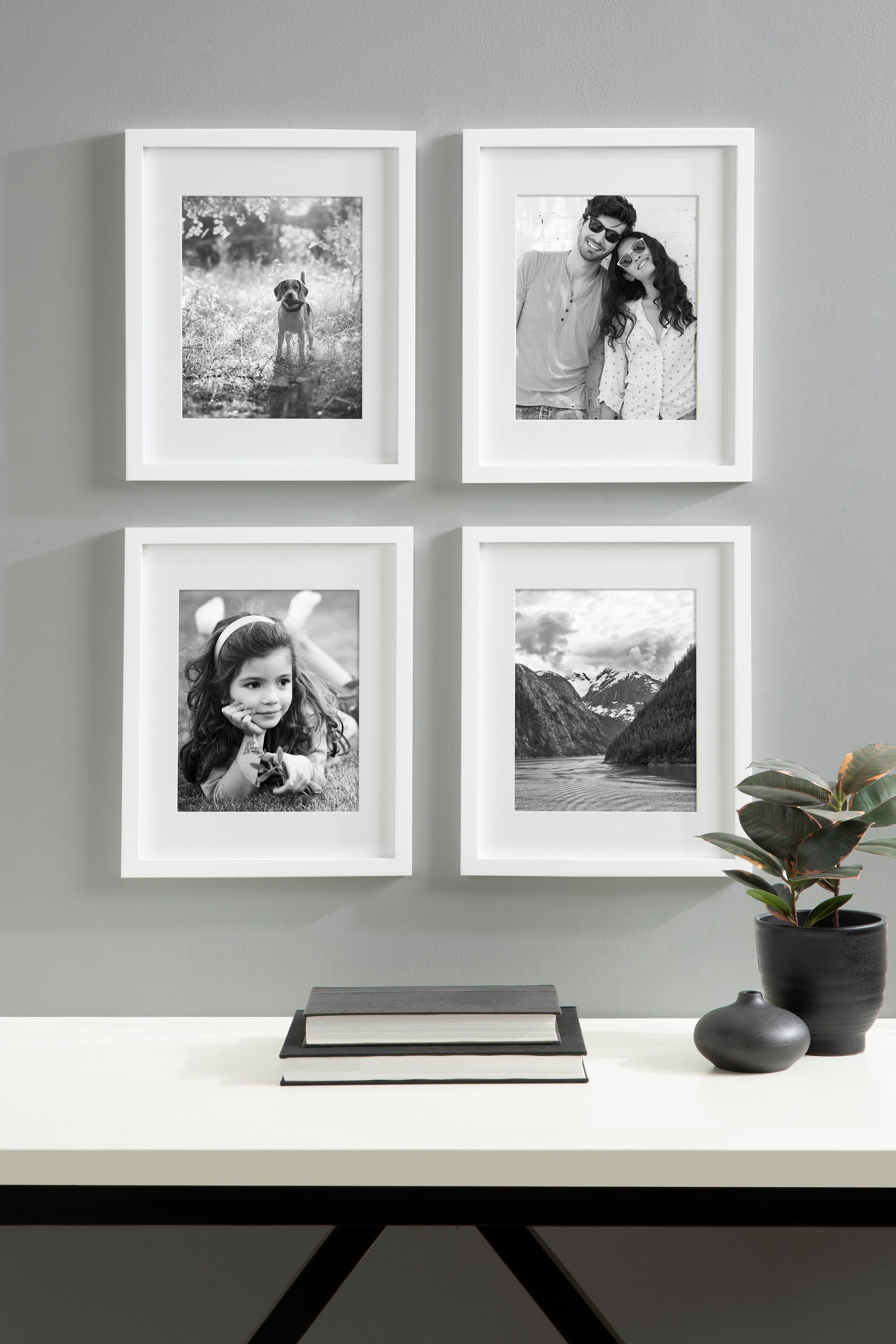 StyleWell 11 x 14 Matted to 8 x 10 Ash Gallery Wall Picture Frames (Set of 4), Grey