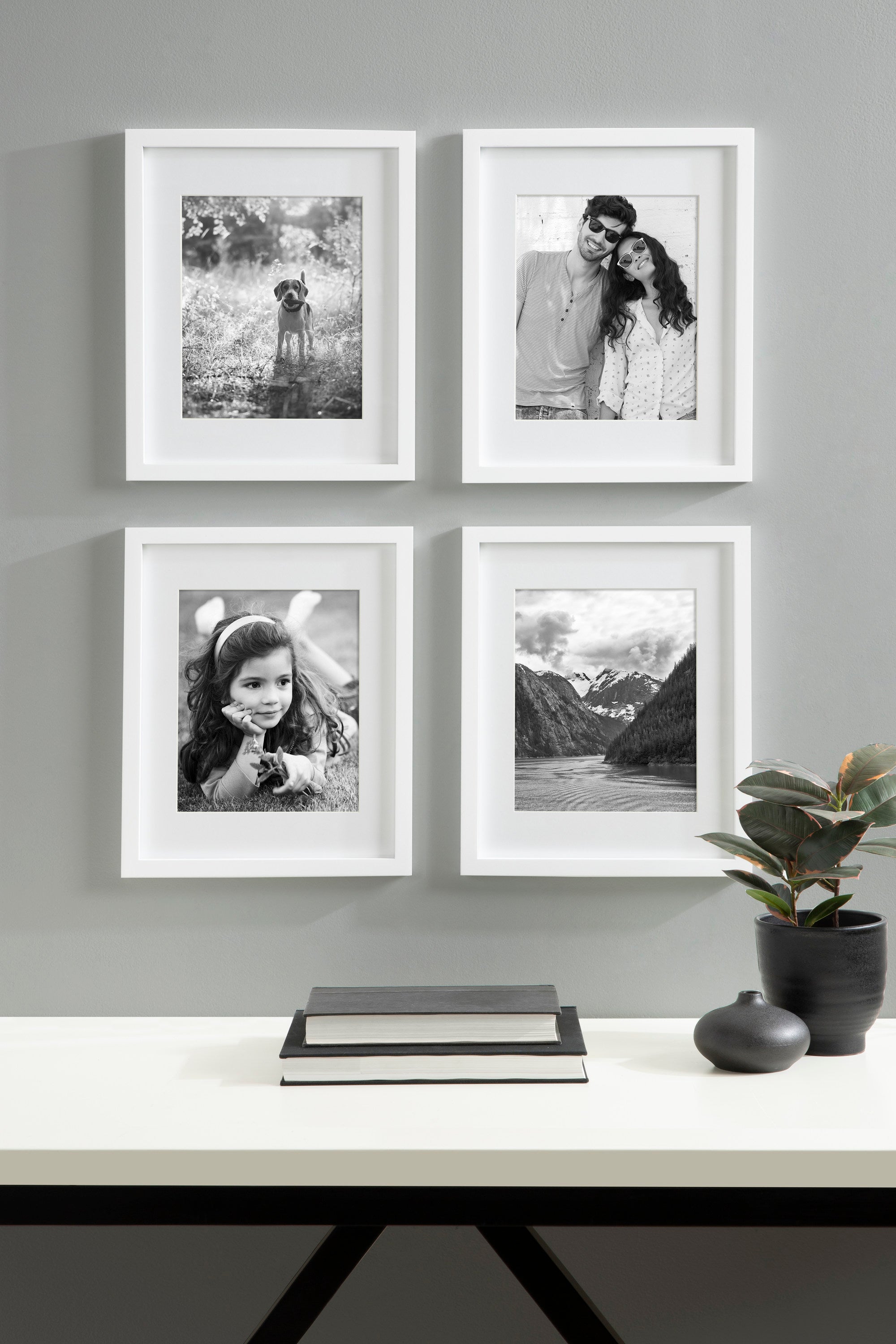 DesignOvation Gallery Picture Frame Set, Set of 4, 11 x 14 Matted to 8 x  10, Gray, Decorative Farmhouse Set of Robust Solid Wood Picture Frames for  Wall Decor – kateandlaurel