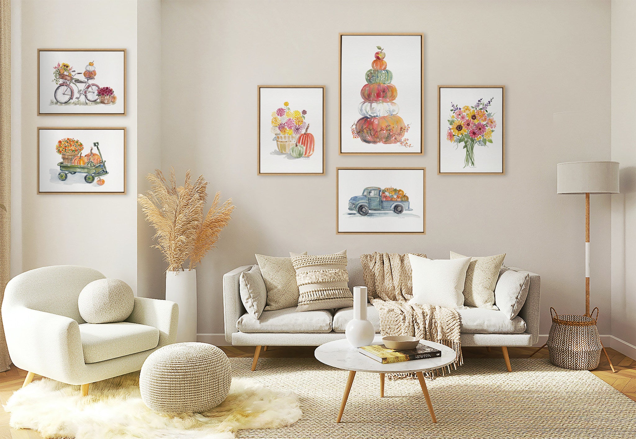 Sylvie Pumpkin Topiary Framed Canvas by Patricia Shaw