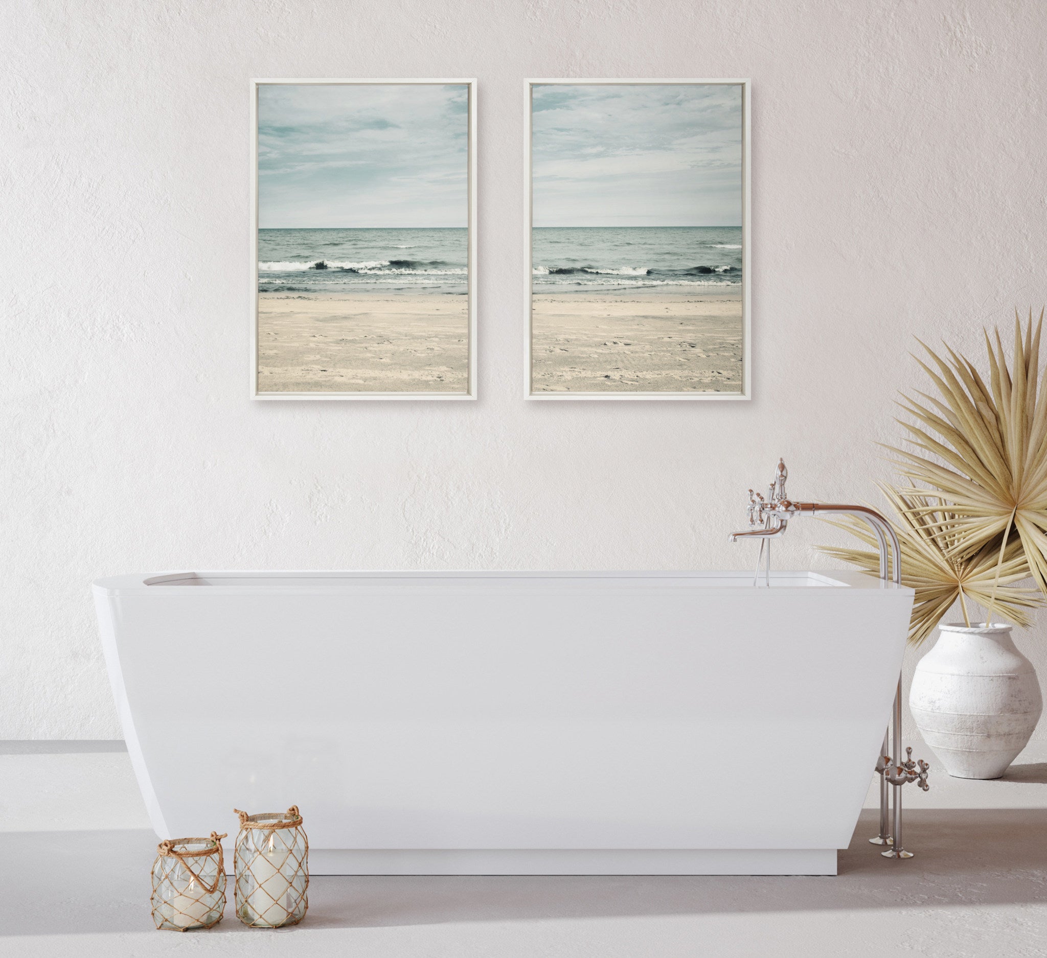 Sylvie Beach 2 Left and Right Framed Canvas by Emiko and Mark Franzen of F2Images