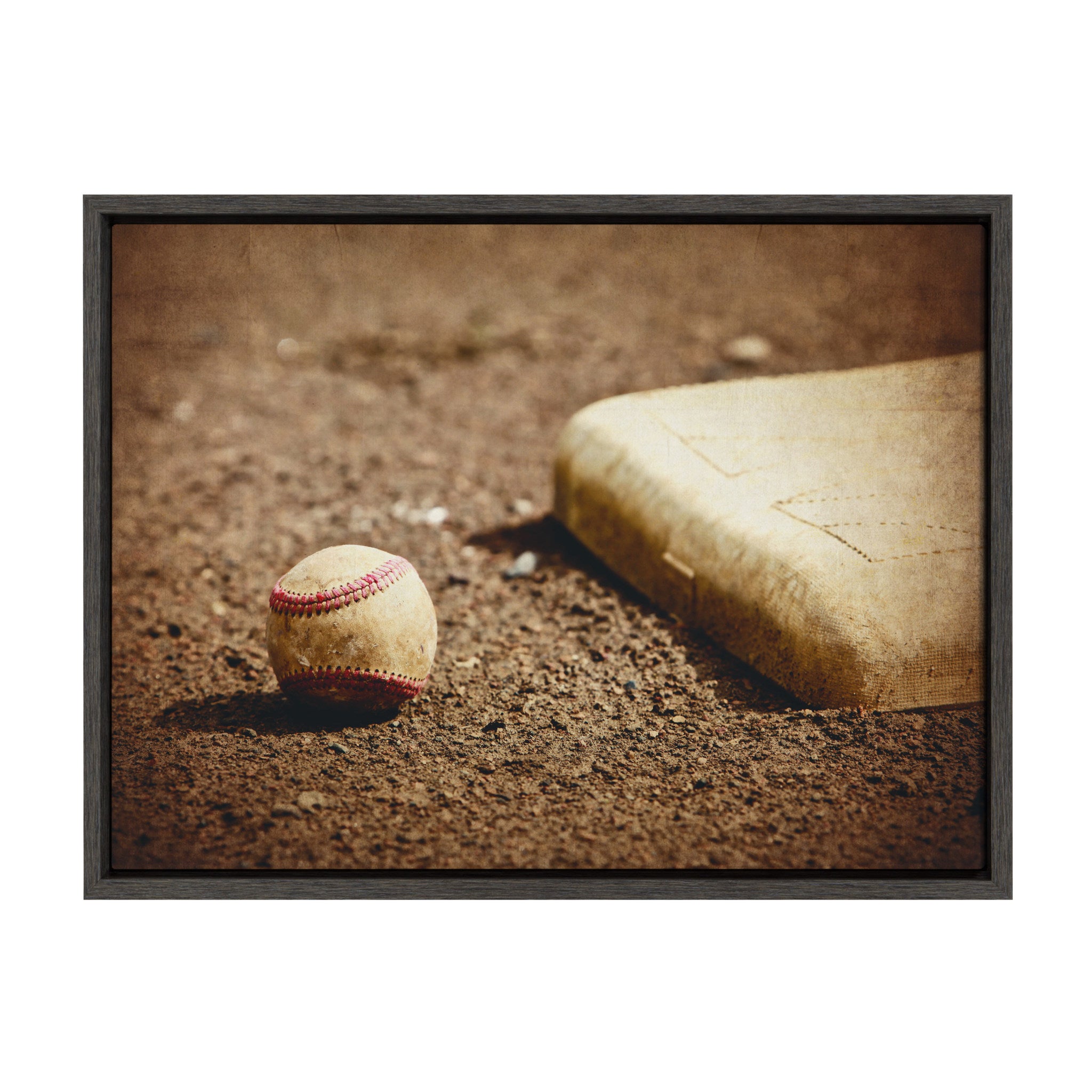 Sylvie Ball And Home Plate Framed Canvas by Shawn St. Peter