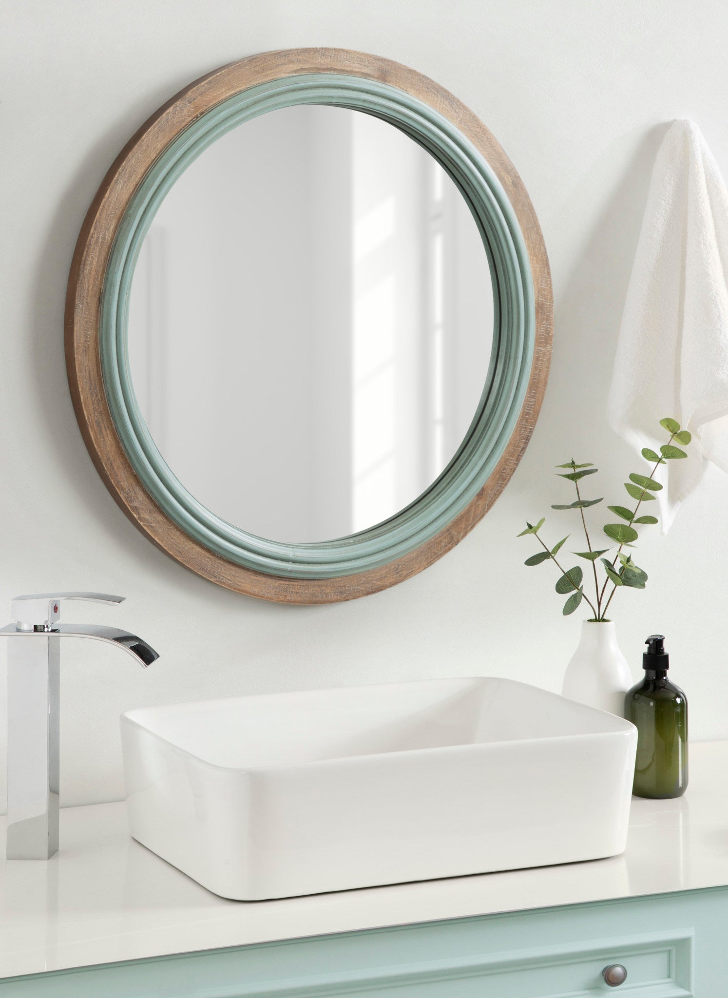 Palmer Wood Round Wall Mirror