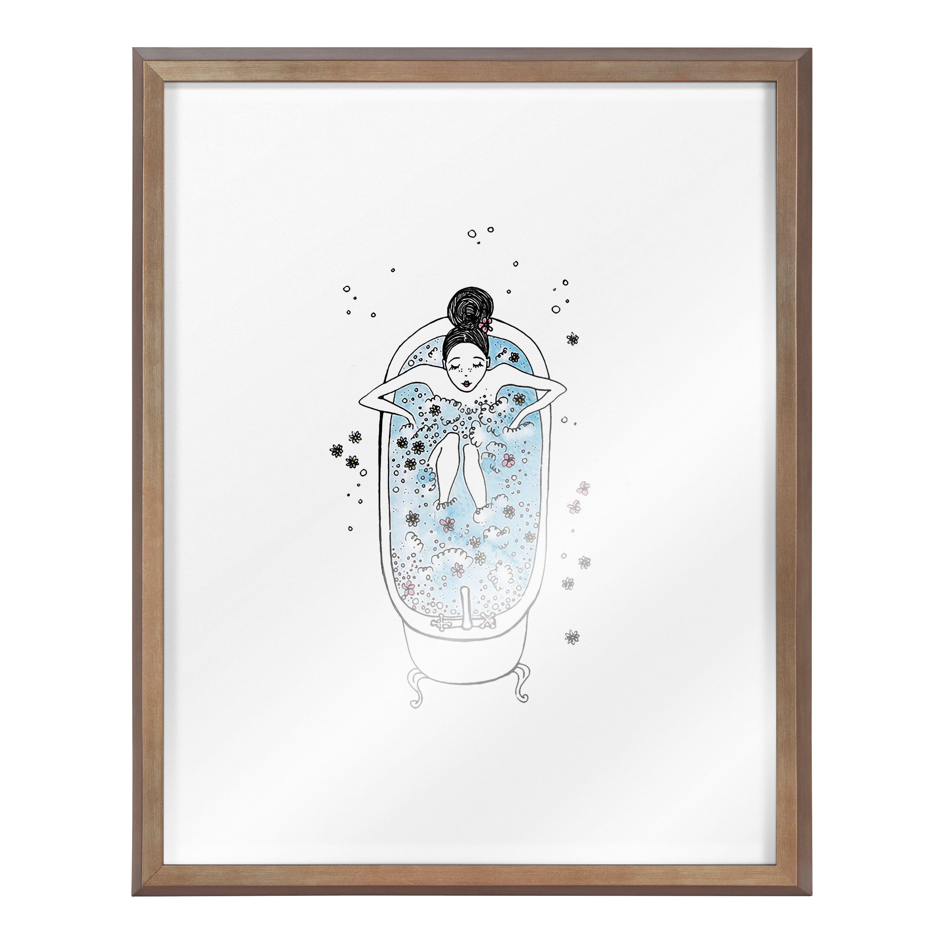 Blake Girl in a Bath Framed Printed Glass by Viola Kreczmer