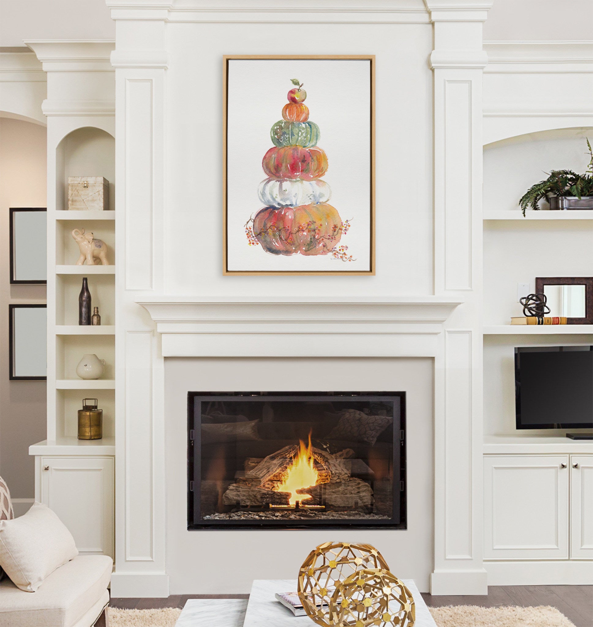 Sylvie Pumpkin Topiary Framed Canvas by Patricia Shaw