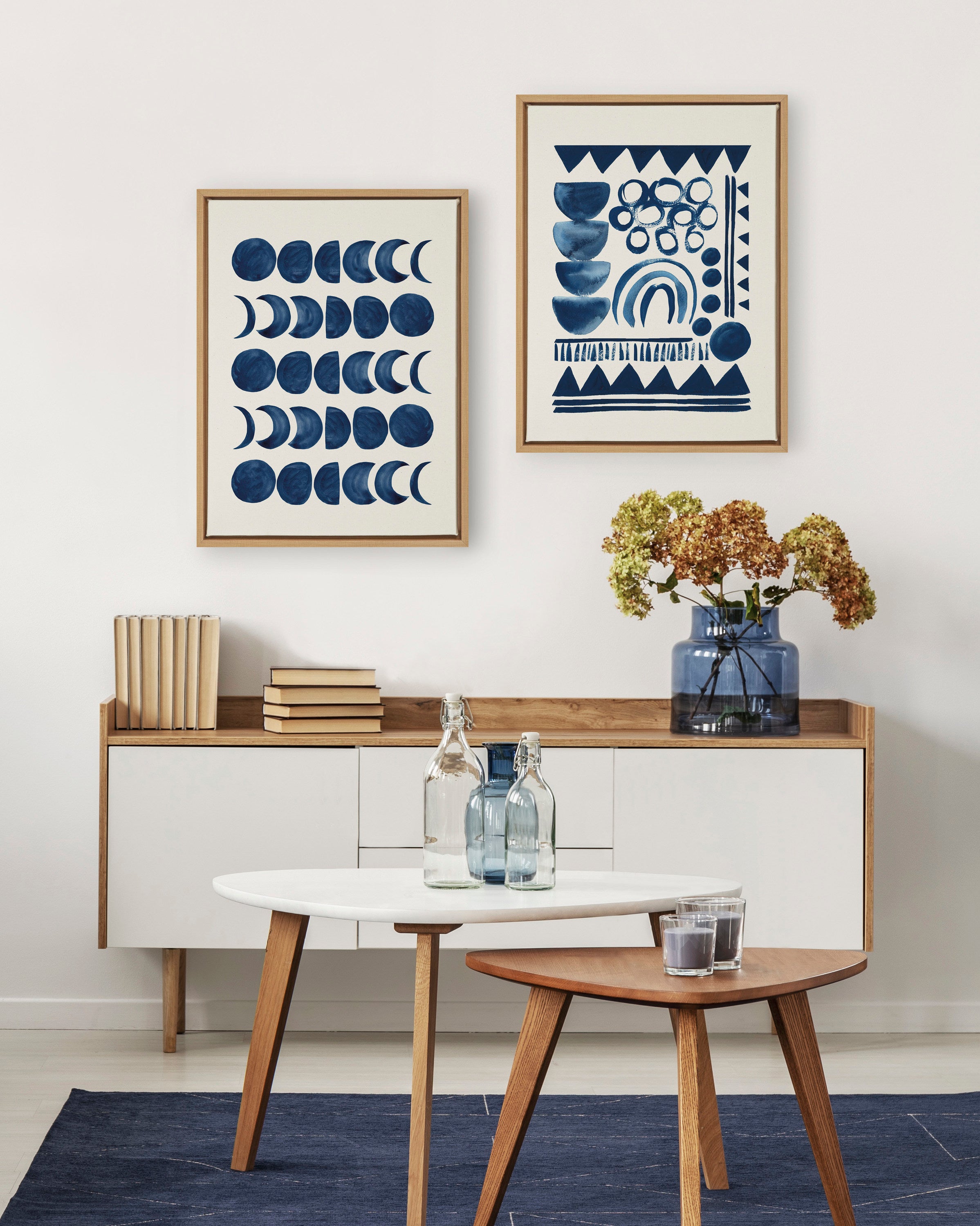 Sylvie Moon Phases Framed Canvas by Teju Reval of SnazzyHues