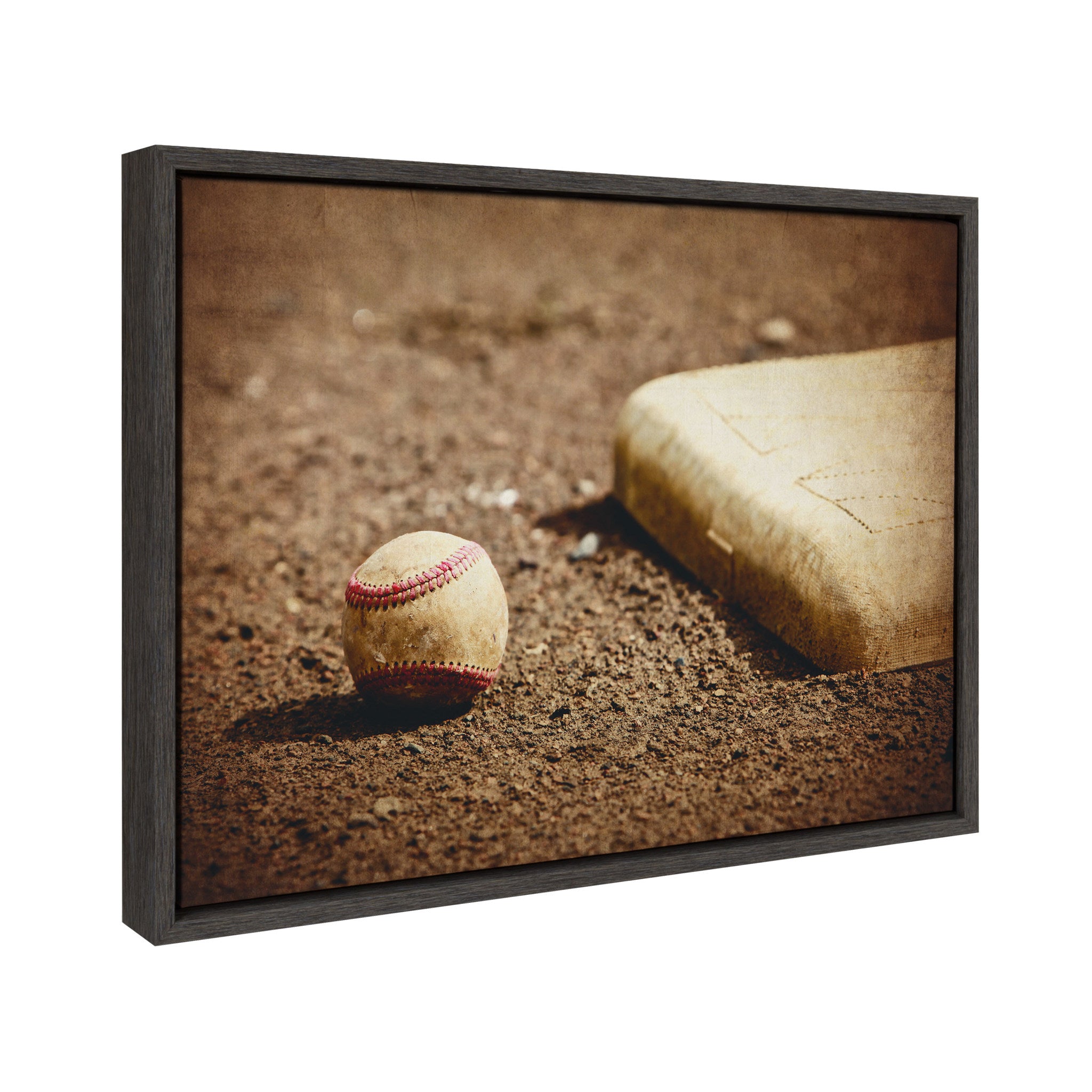 Sylvie Ball And Home Plate Framed Canvas by Shawn St. Peter