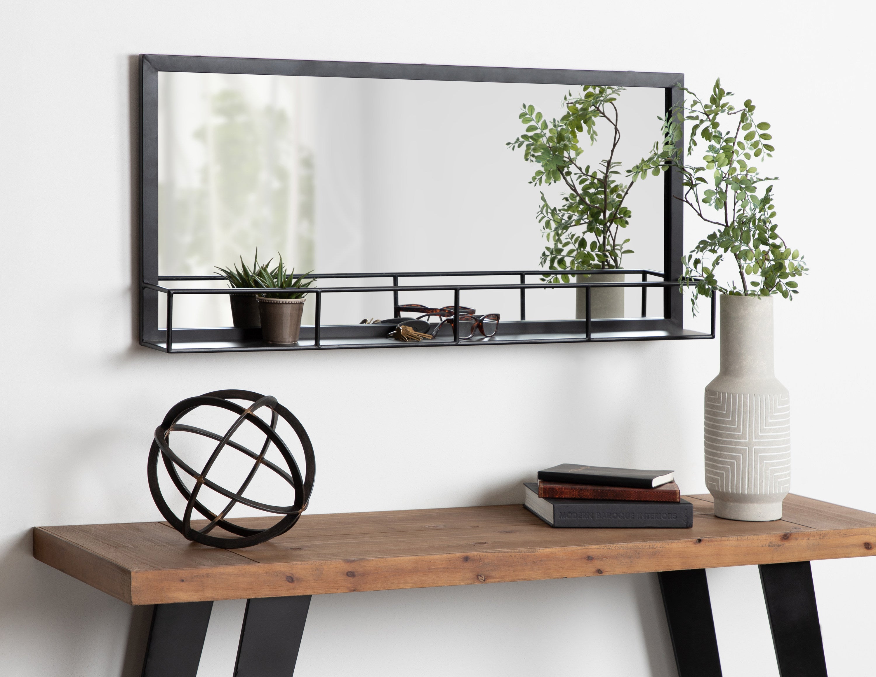 Jackson Metal Frame Mirror with Shelf