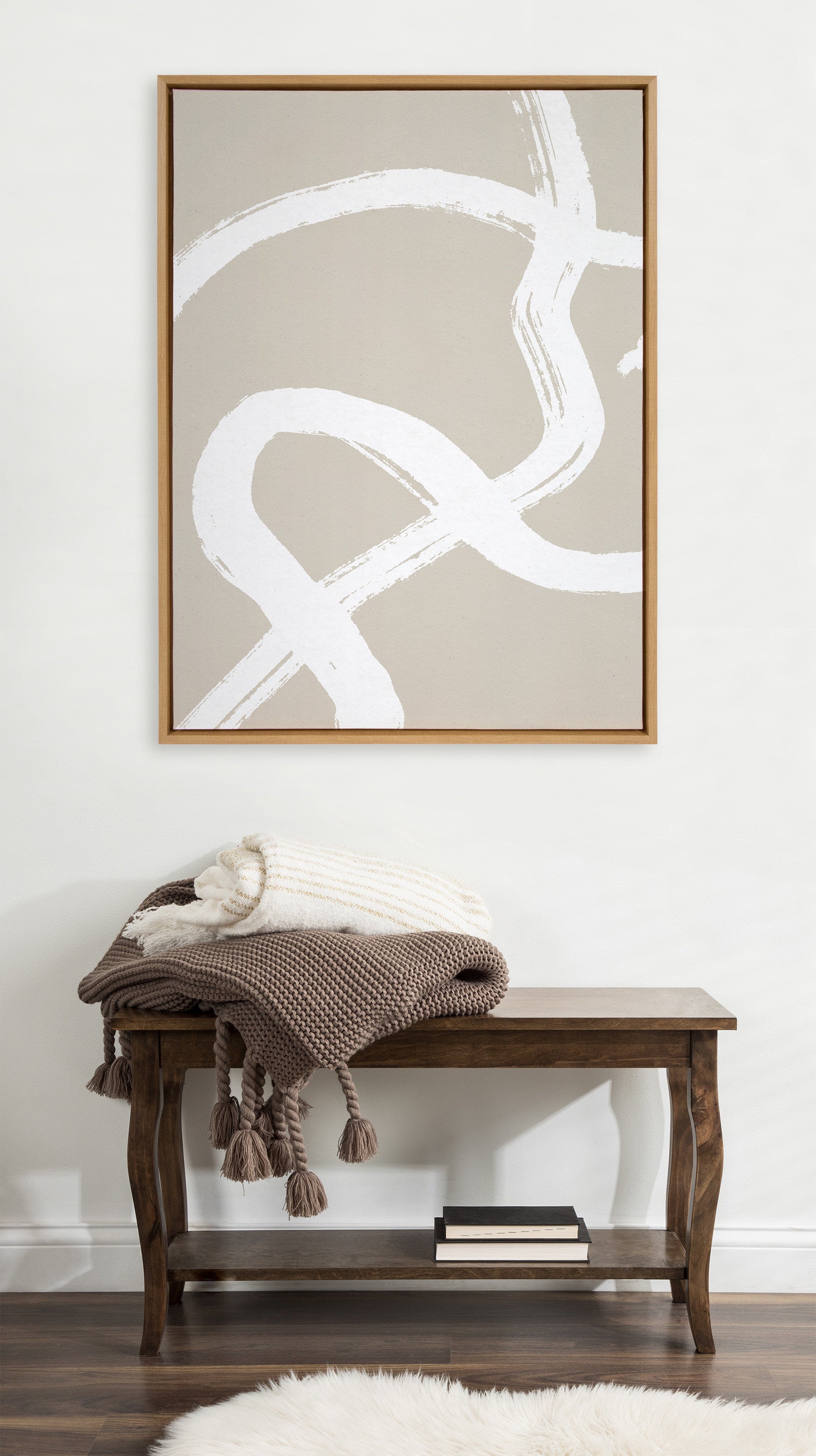 Sylvie White Lines Framed Canvas by Rocket Jack