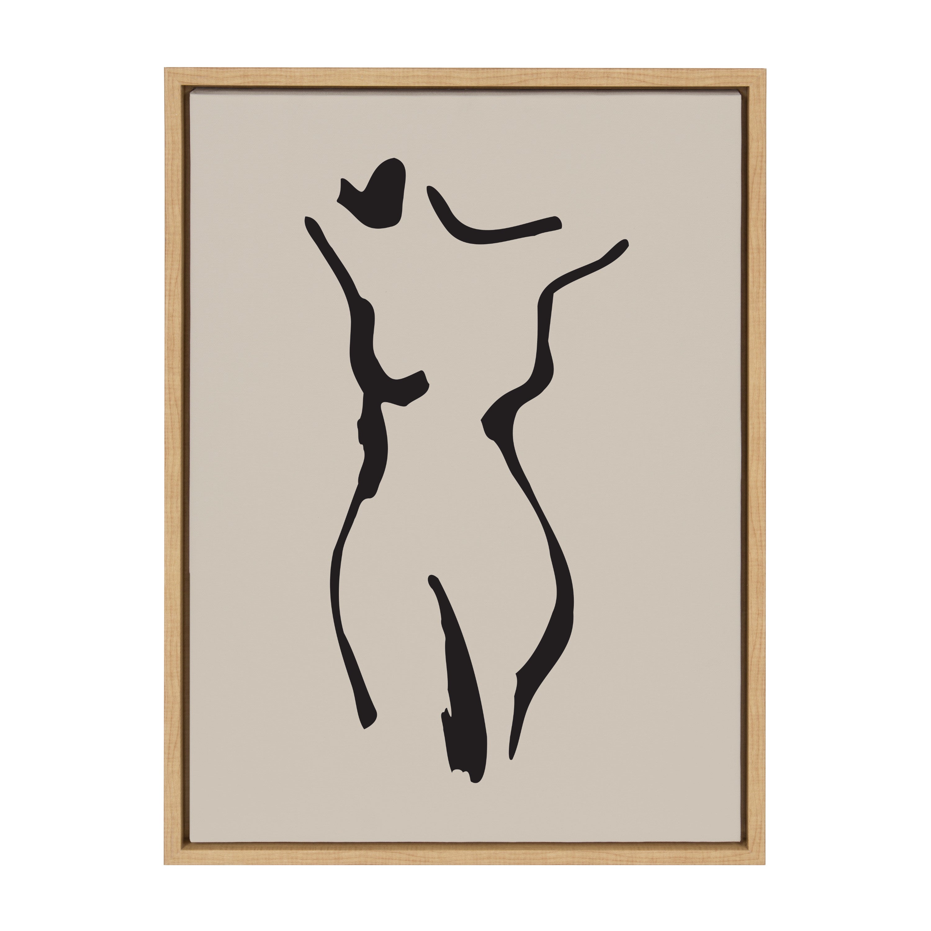 Sylvie Minimalist Neutral Line Art Drawing Body Framed Canvas by The Creative Bunch Studio