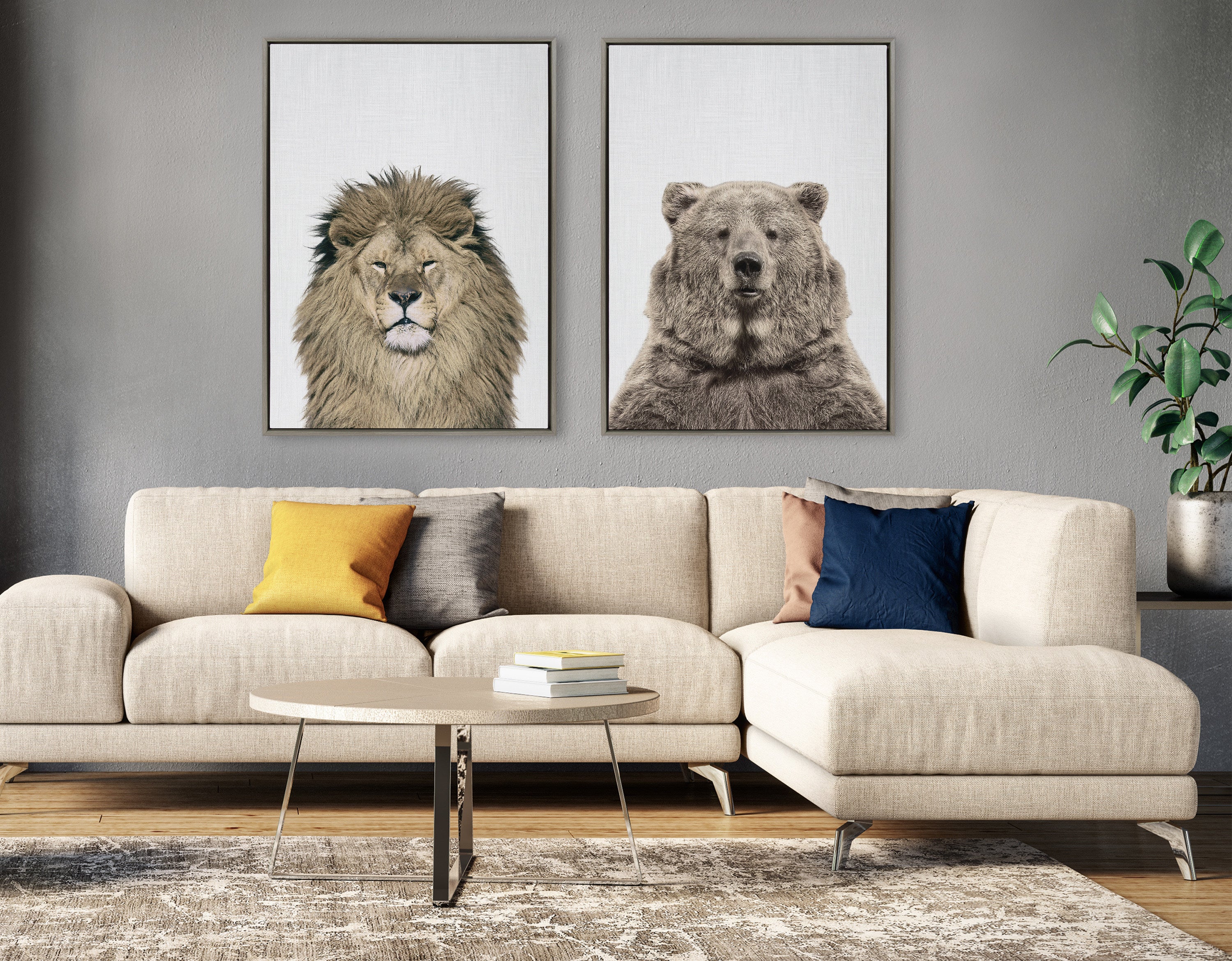 Sylvie Bear European Color Framed Canvas by Simon Te of Tai Prints