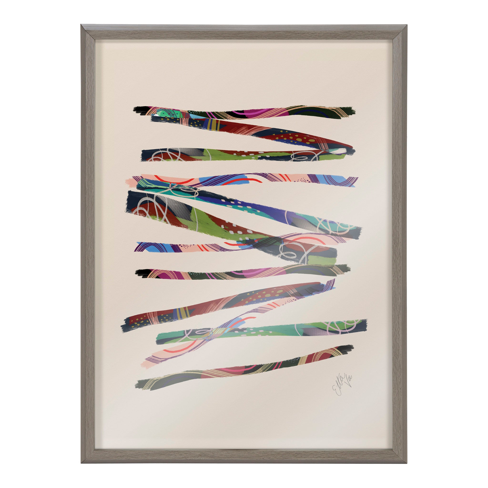 Blake Abstract Sticks 5 Framed Printed Glass by Jessi Raulet of Ettavee