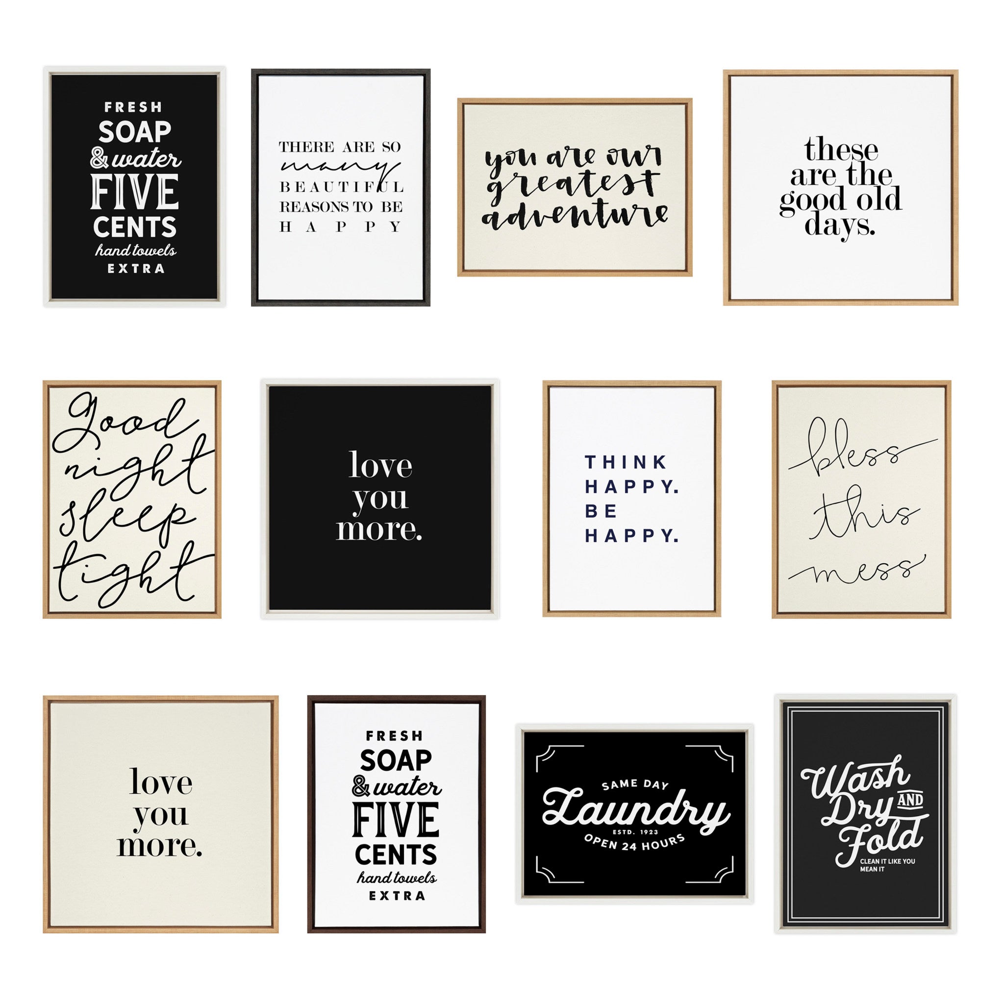 Sylvie I Love You More and I Love You Most Framed Canvas Art Set by Maggie Price of Hunt and Gather Goods