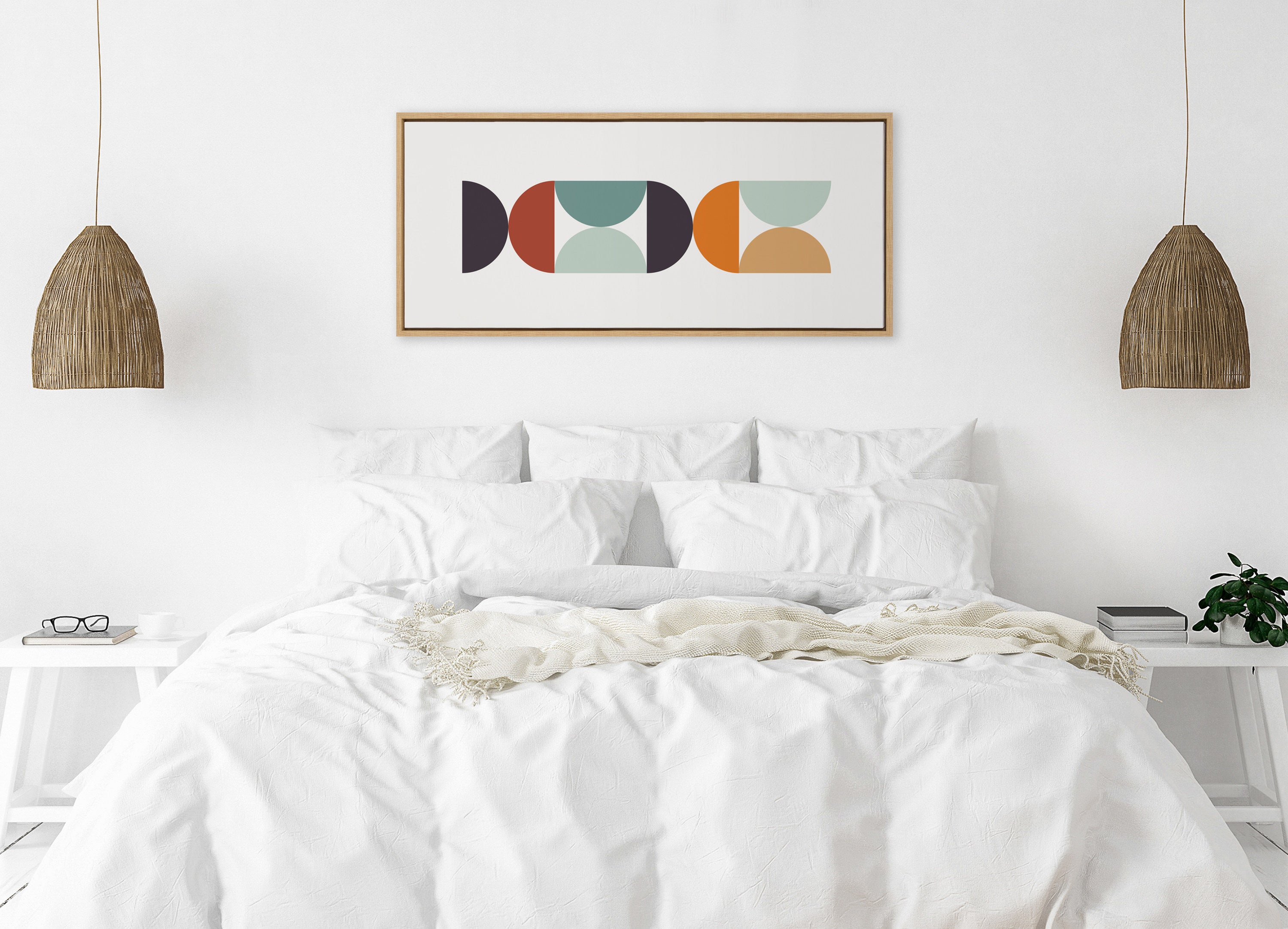Sylvie Circles and Curves Retro Color Framed Canvas by The Creative Bunch Studio