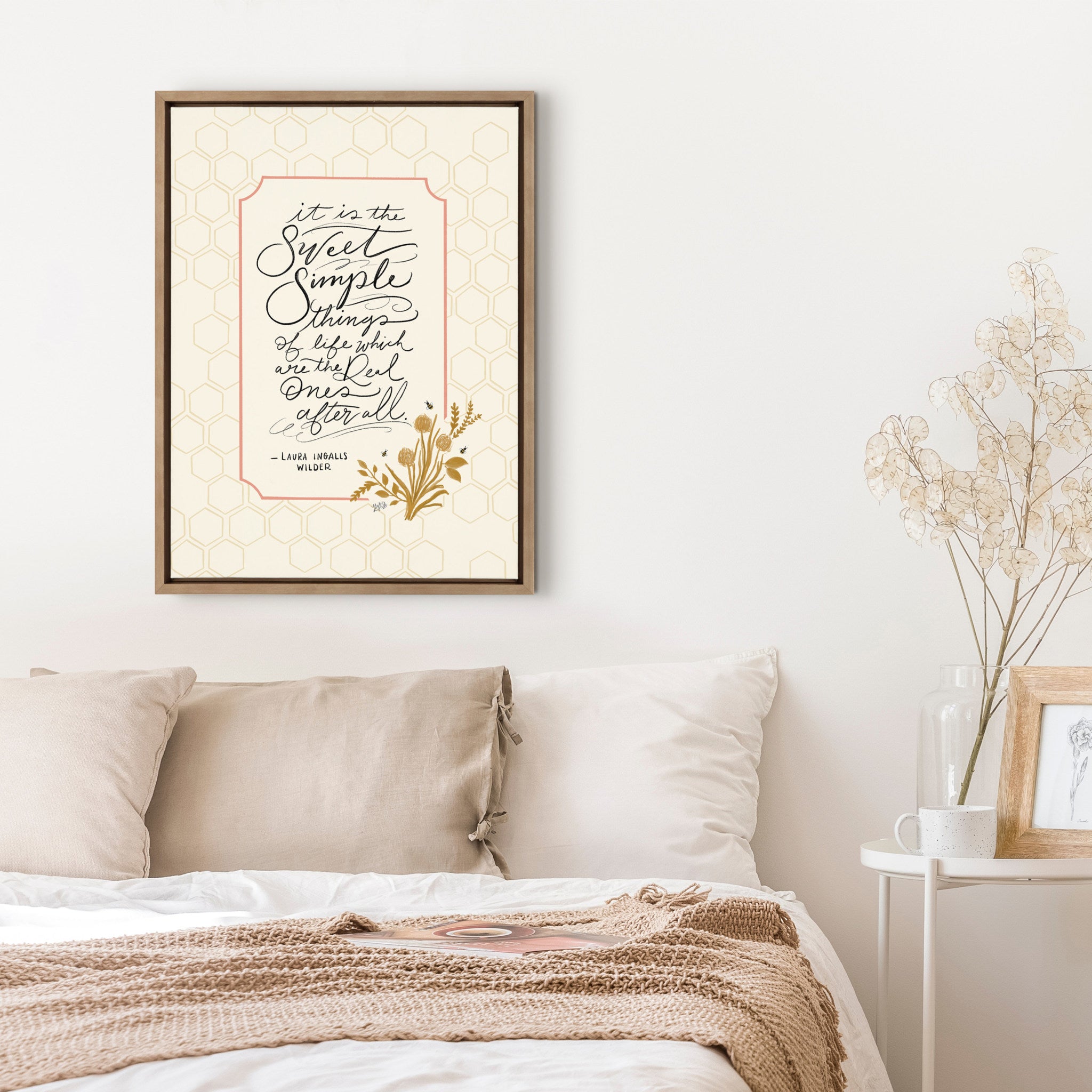 Sylvie Sweet Simple Things Framed Canvas by Valerie McKeehan of Lily and Val, Gold 18x24