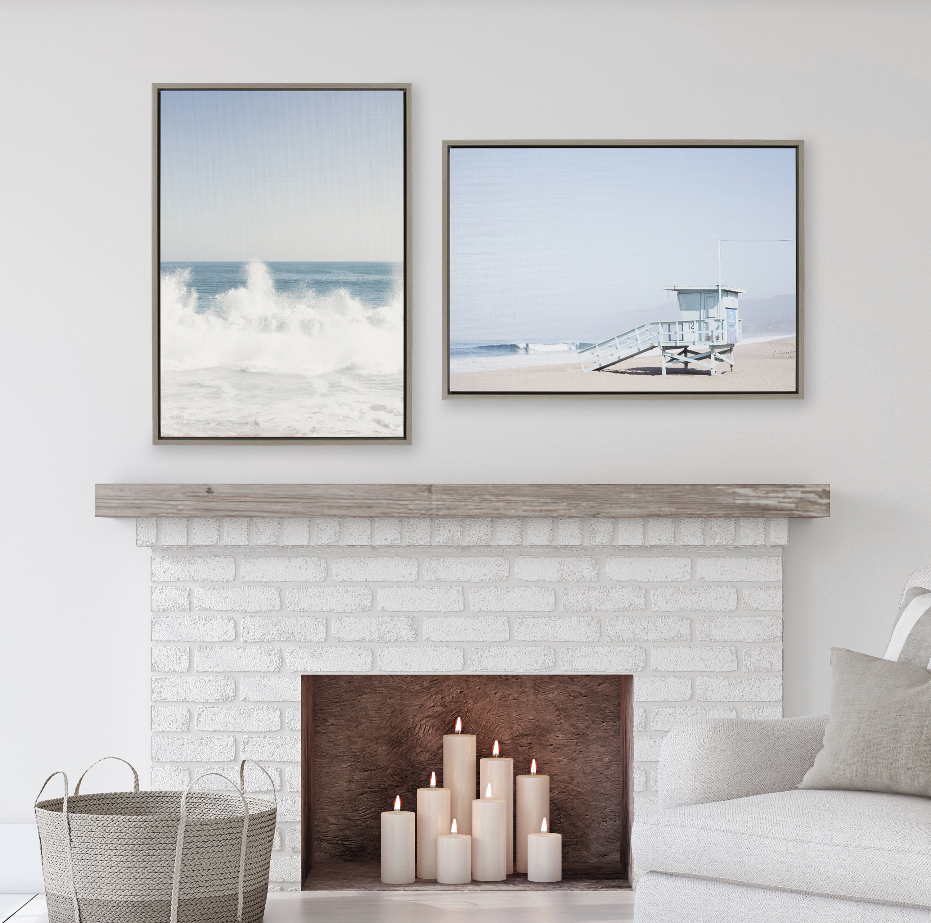Sylvie Waves Crashing Framed Canvas by Caroline Mint