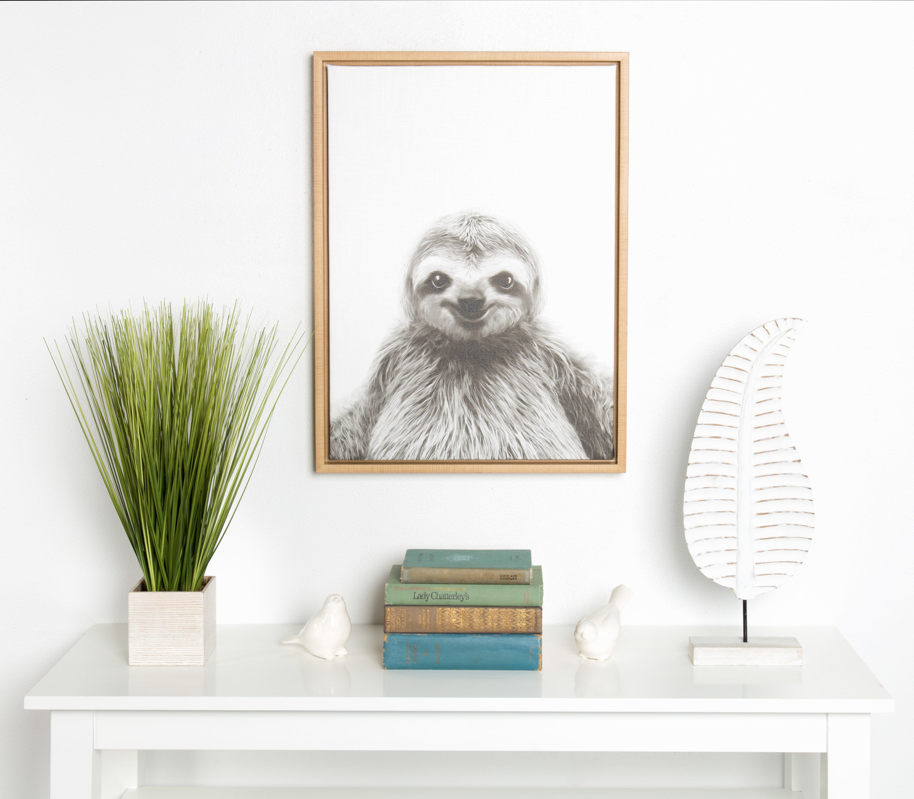 Sylvie Sloth Framed Canvas by Simon Te Tai
